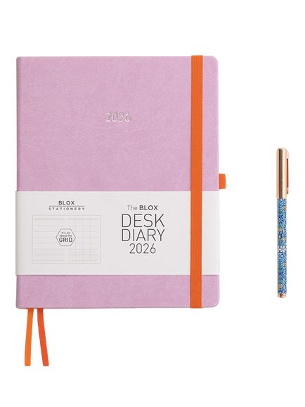 BLOX Stationery Desk Week to View 2026 Diary, Lilac, Lilac