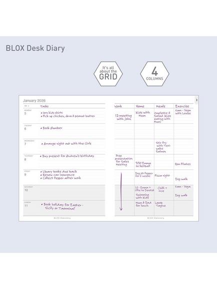 BLOX Stationery Desk Week to View 2026 Diary, Navy - view 2, Navy