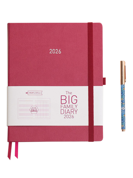 MUM's Office Big Family 2026 Diary, Raspberry, Raspberry