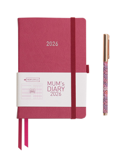 MUM's Office Week on Two Pages 2026 Diary, Raspberry, Raspberry