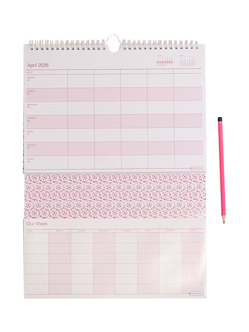 MUM's Office Weekly Family 2026 Calendar, Raspberry