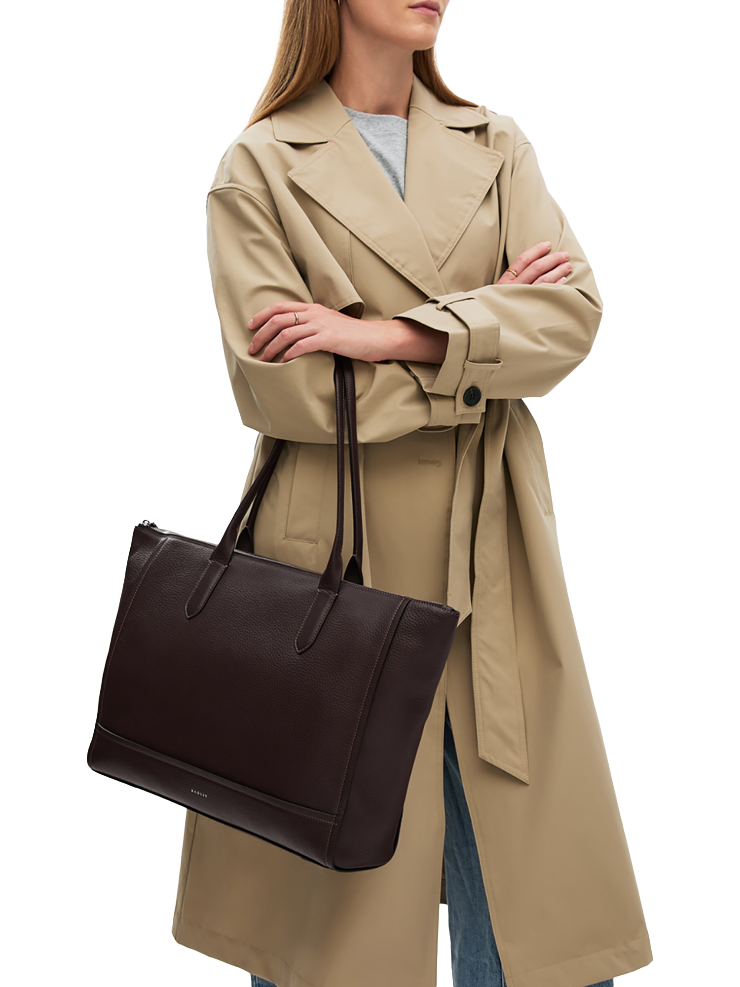 Product image 6 of 6, which shows Radley Oak Street Leather Tote Bag, Dark Oak