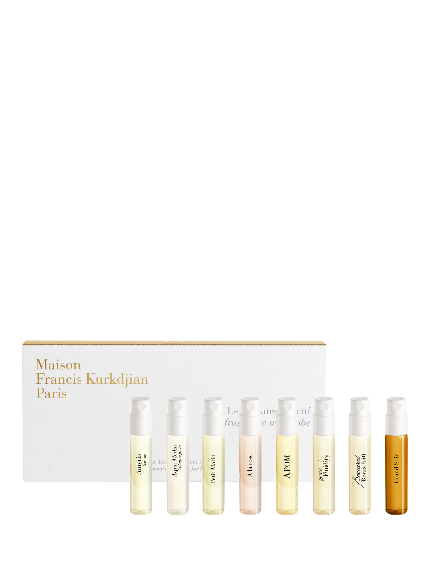Product image 1 of 1, which shows Maison Francis Kurkdjian Mini Fragrance Wardrobe for Her Gift Set, 8 x 2ml