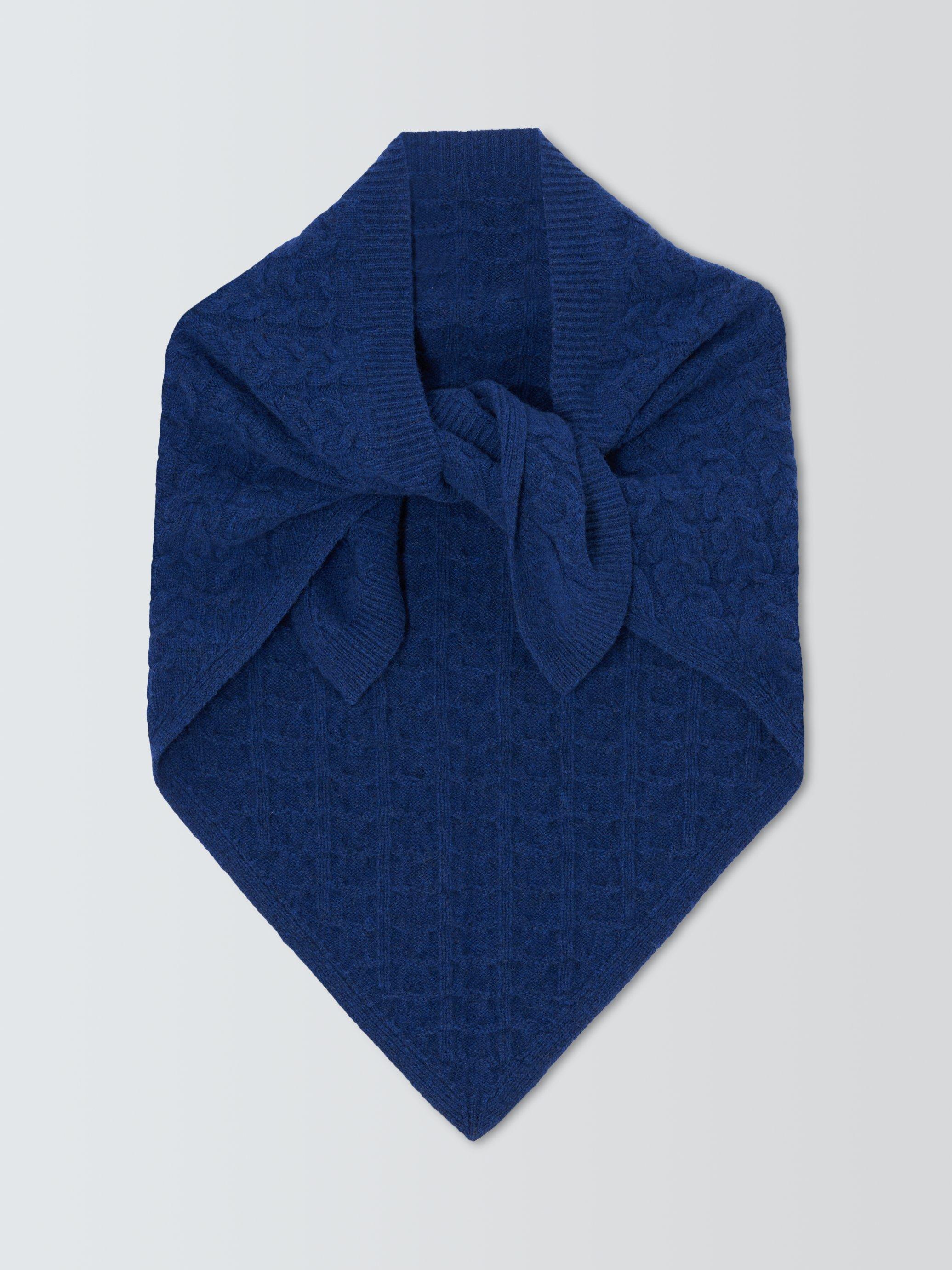 Product image 3 of 5, which shows John Lewis Wool Blend Cable Knit Bandana Scarf, Blue