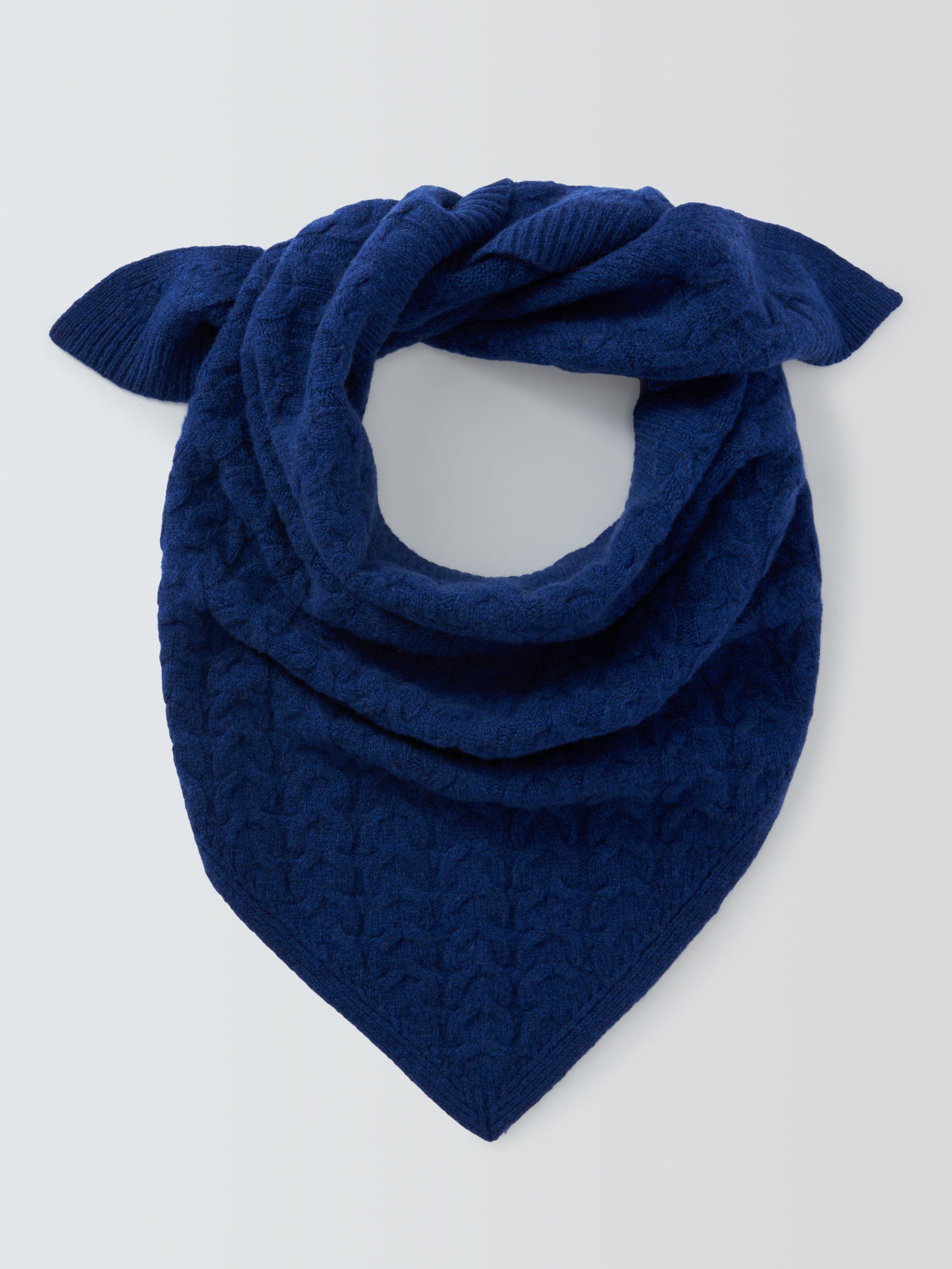 Product image 5 of 5, which shows John Lewis Wool Blend Cable Knit Bandana Scarf, Blue
