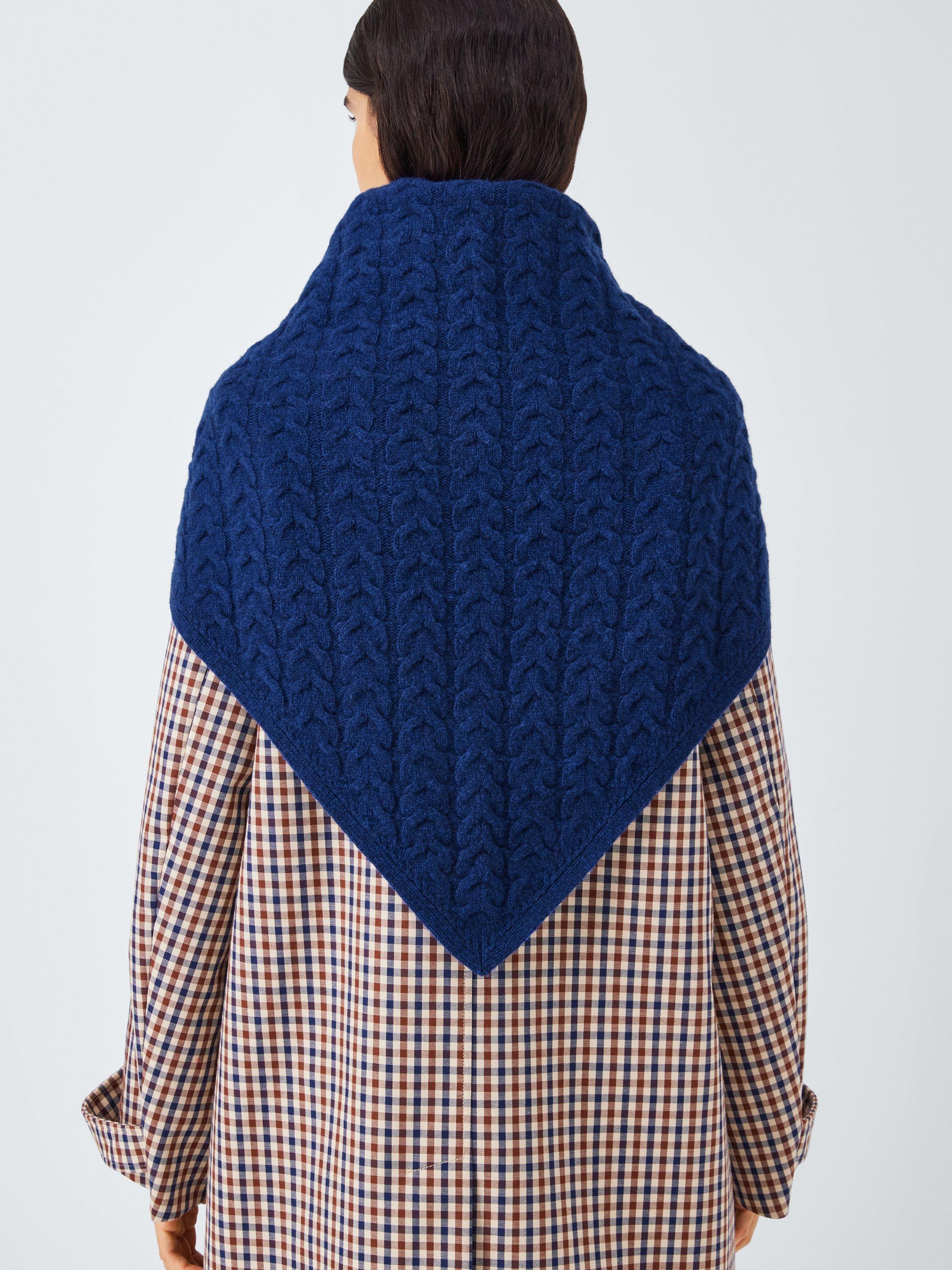 Product image 2 of 5, which shows John Lewis Wool Blend Cable Knit Bandana Scarf, Blue