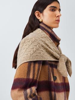 John Lewis Cable Knit Wool Blend Bandana Scarf, Oatmeal