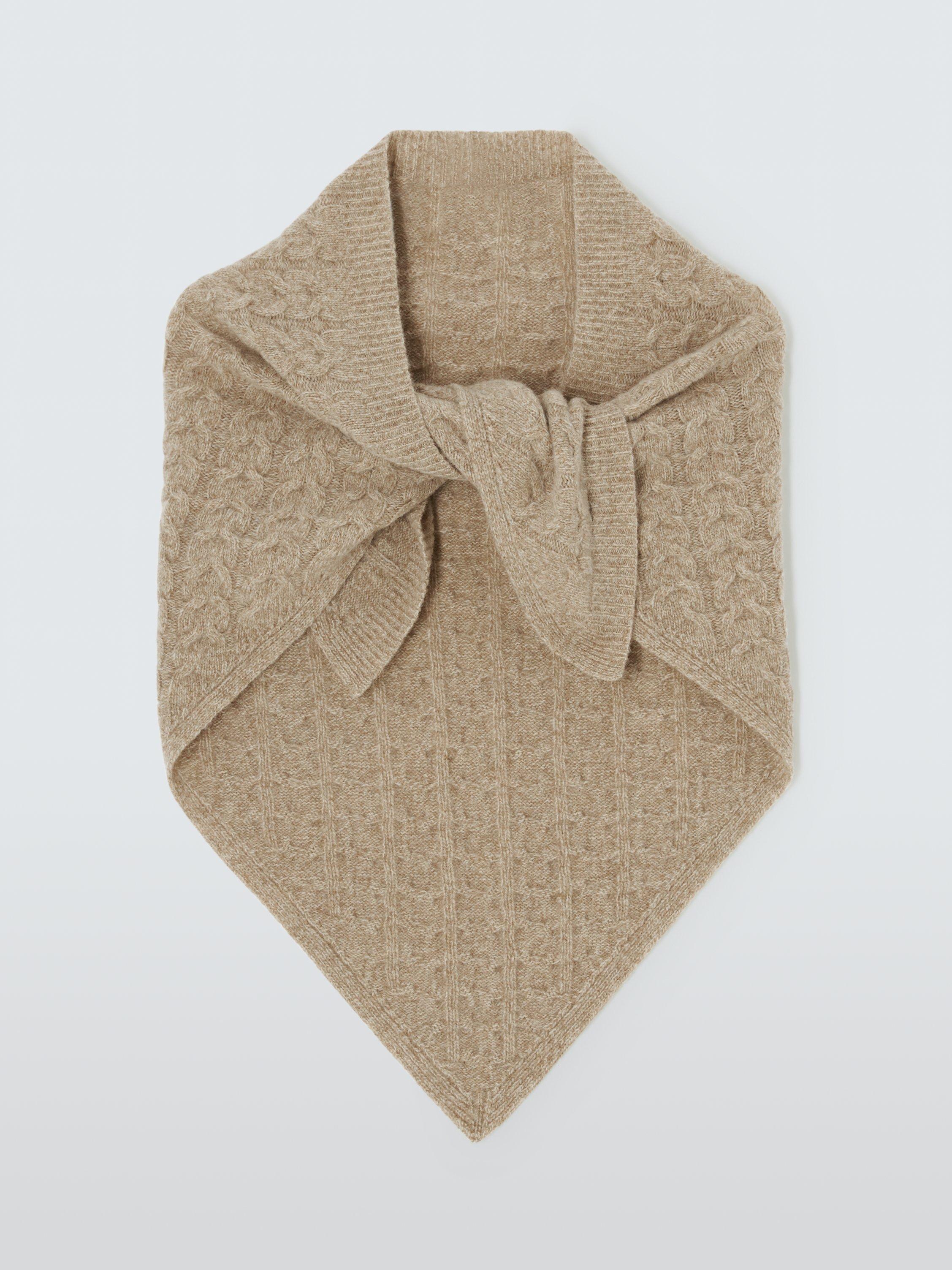 Product image 2 of 6, which shows John Lewis Cable Knit Wool Blend Bandana Scarf, Oatmeal