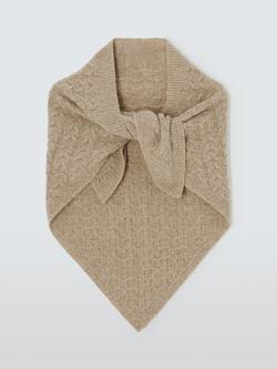 John Lewis Cable Knit Wool Blend Bandana Scarf - view 2, Oatmeal