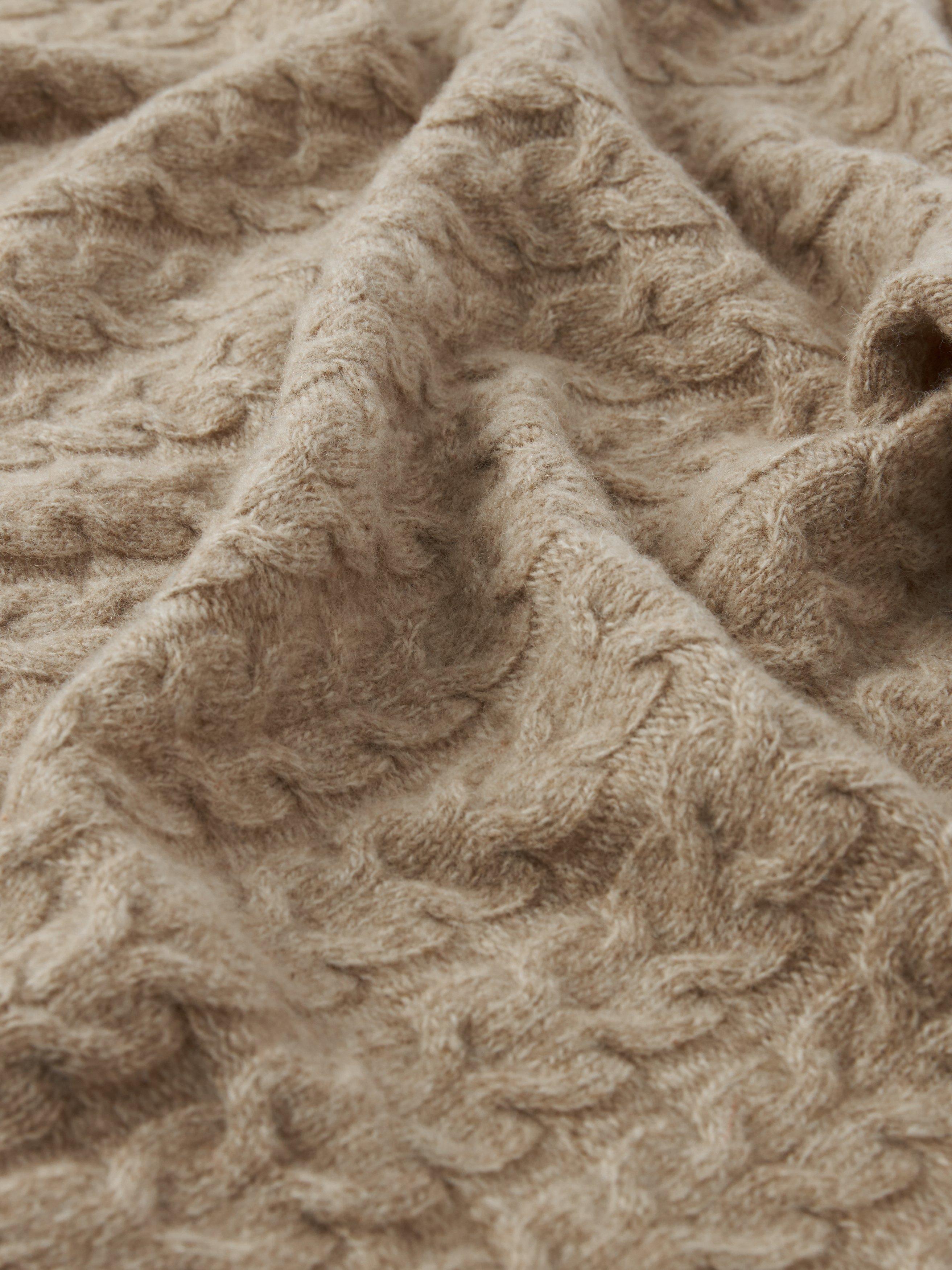 Product image 3 of 6, which shows John Lewis Cable Knit Wool Blend Bandana Scarf, Oatmeal