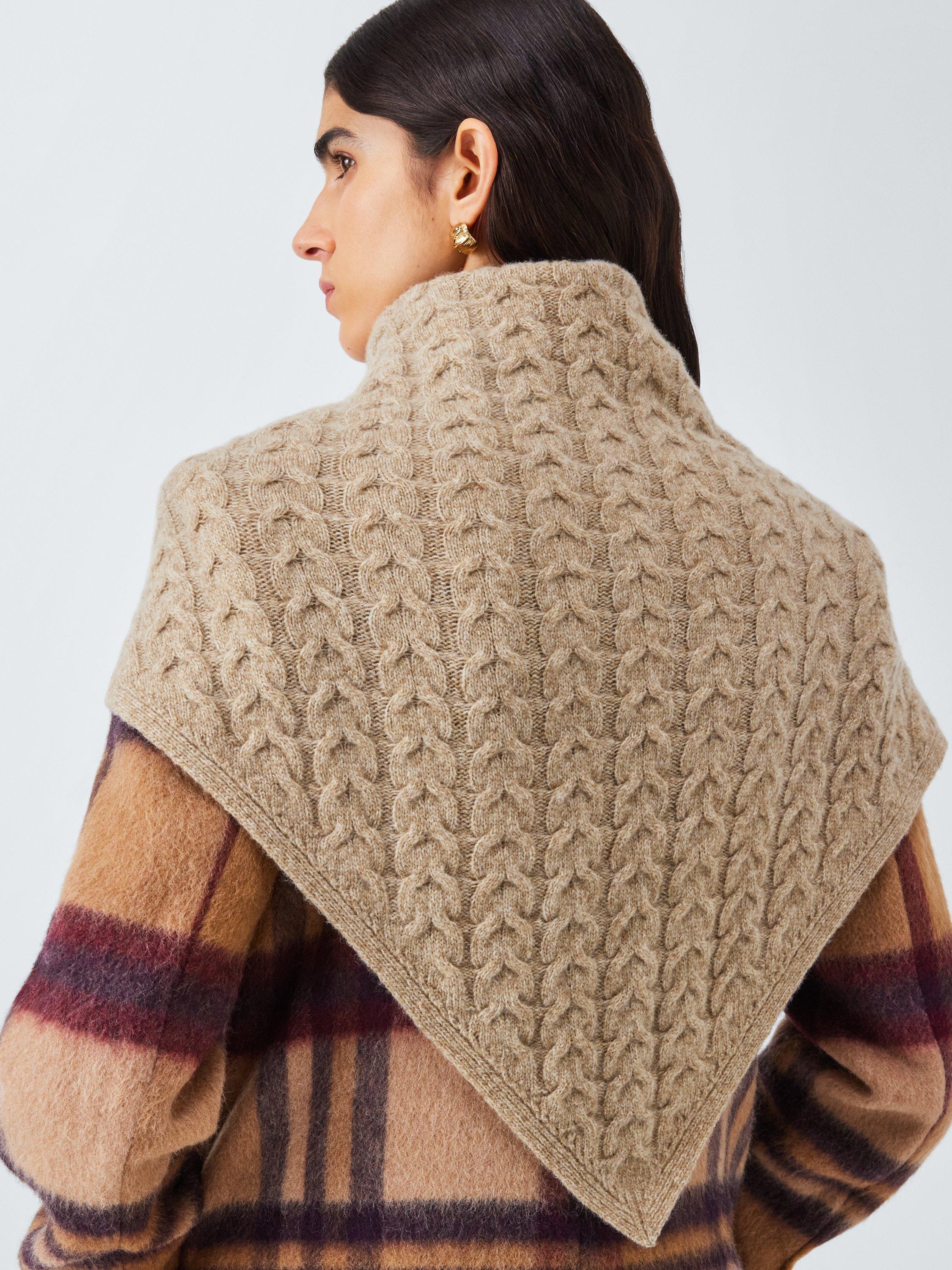 Product image 5 of 6, which shows John Lewis Cable Knit Wool Blend Bandana Scarf, Oatmeal