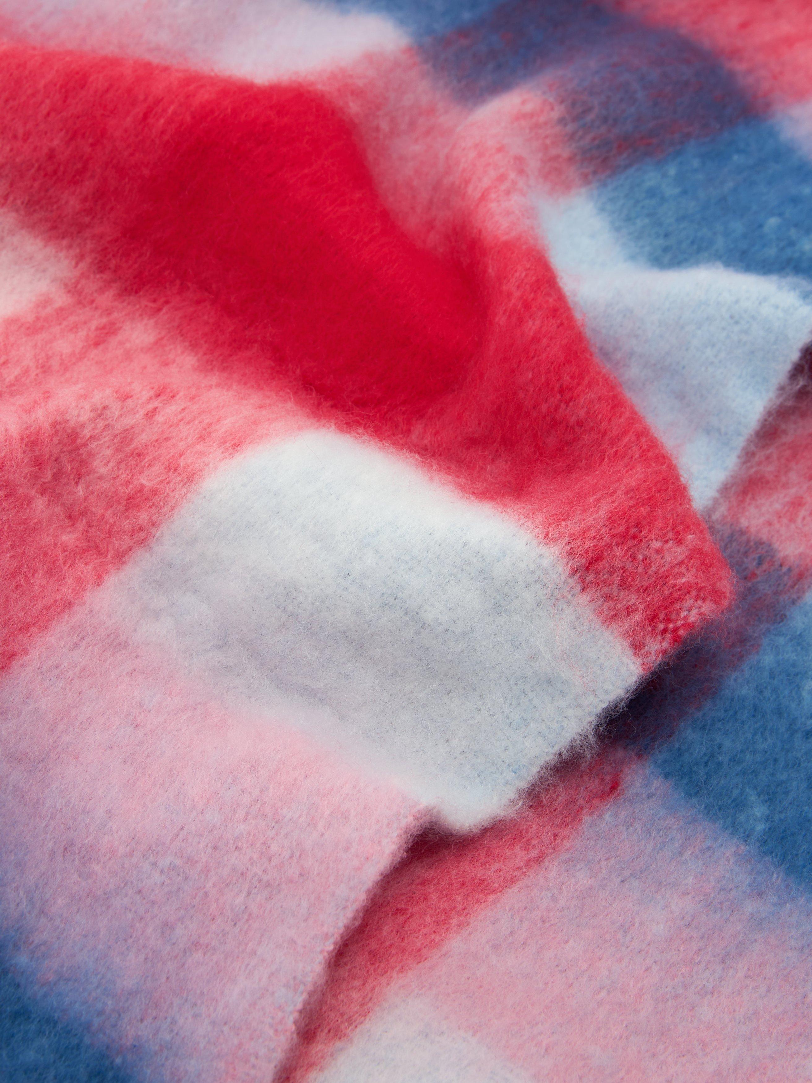 Product image 3 of 5, which shows John Lewis Fluffy Check Scarf, Red Multi