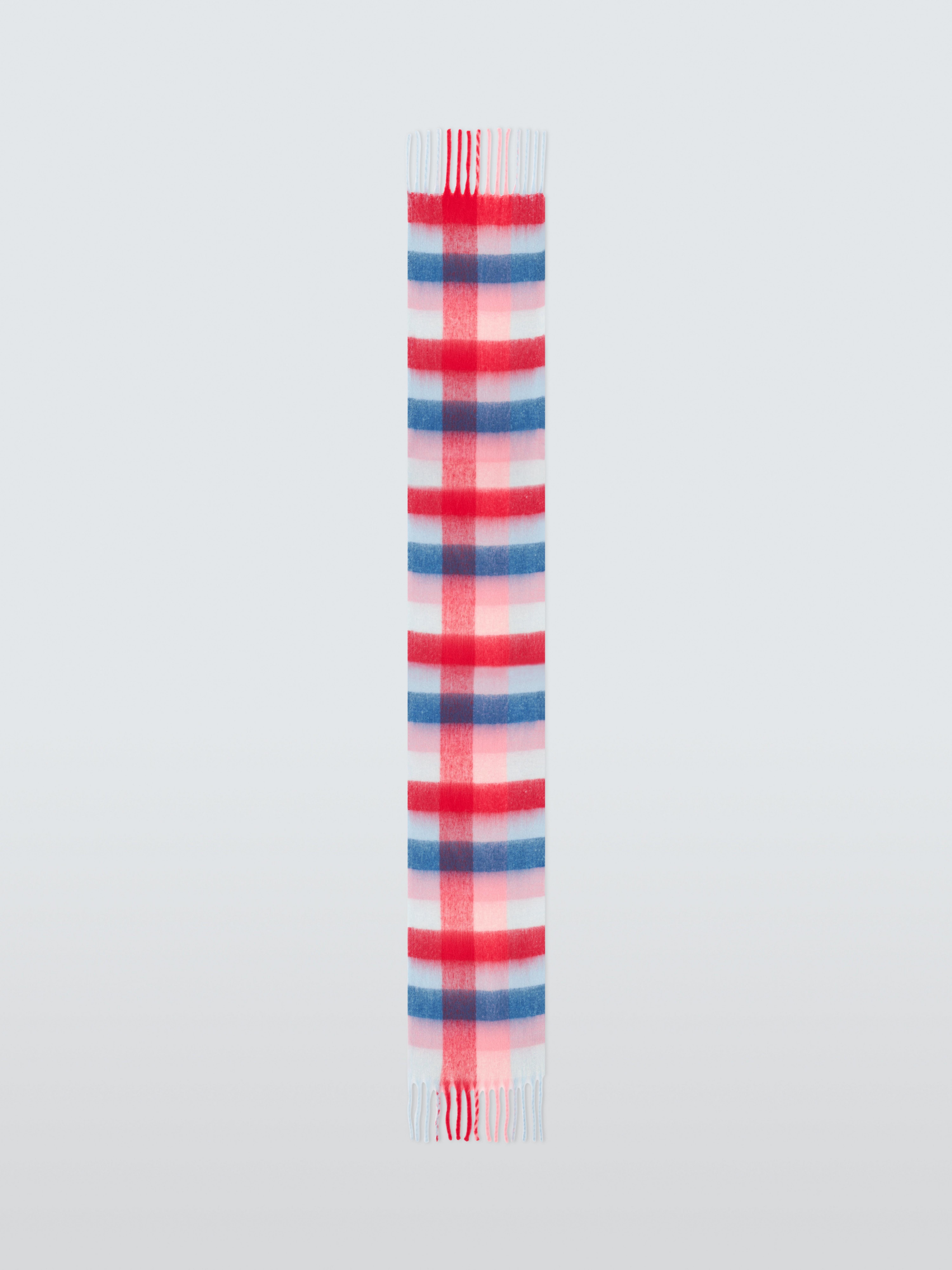 Product image 4 of 5, which shows John Lewis Fluffy Check Scarf, Red Multi