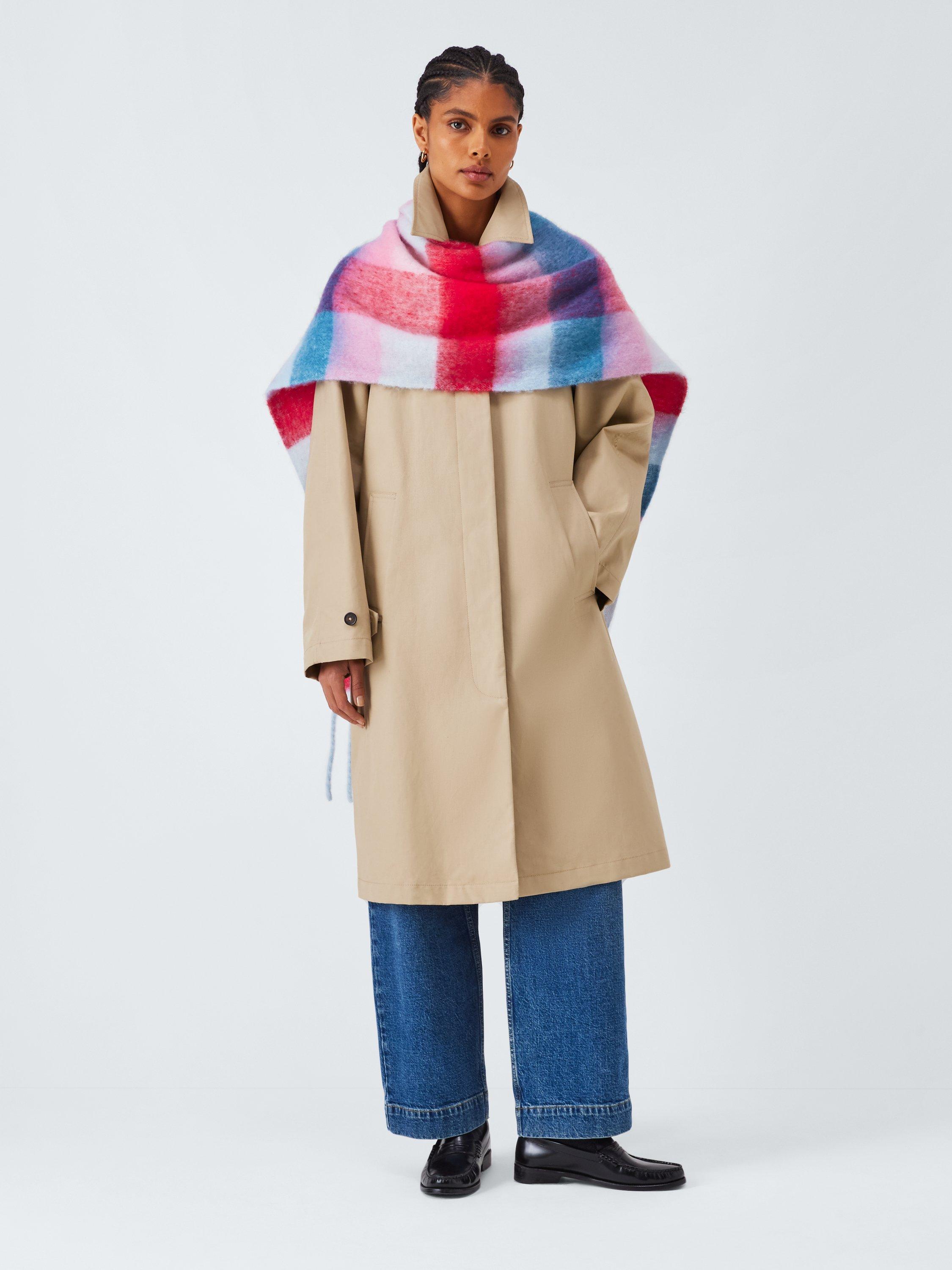 Product image 5 of 5, which shows John Lewis Fluffy Check Scarf, Red Multi