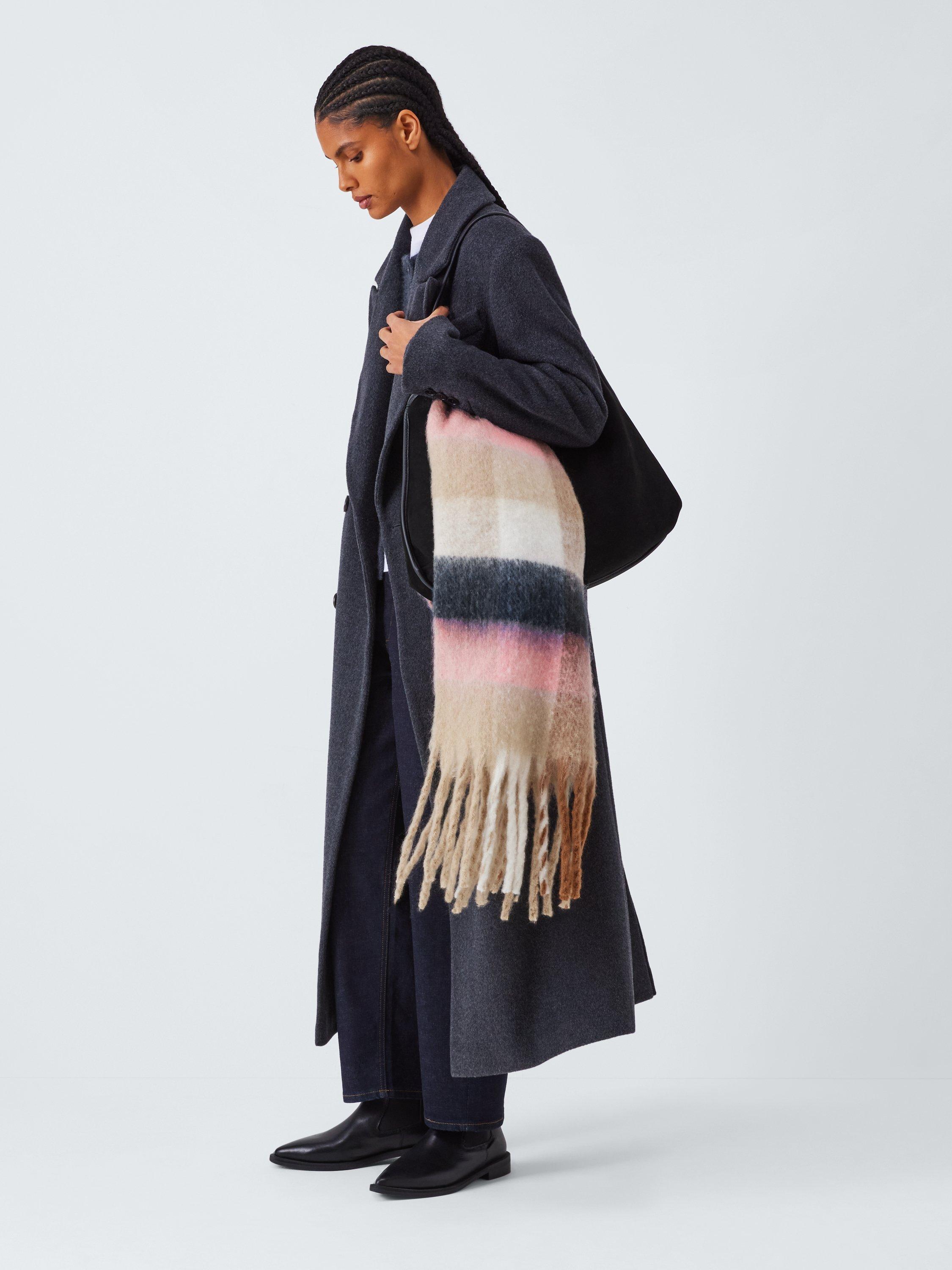 Product image 5 of 5, which shows John Lewis Fluffy Check Scarf, Tan Multi