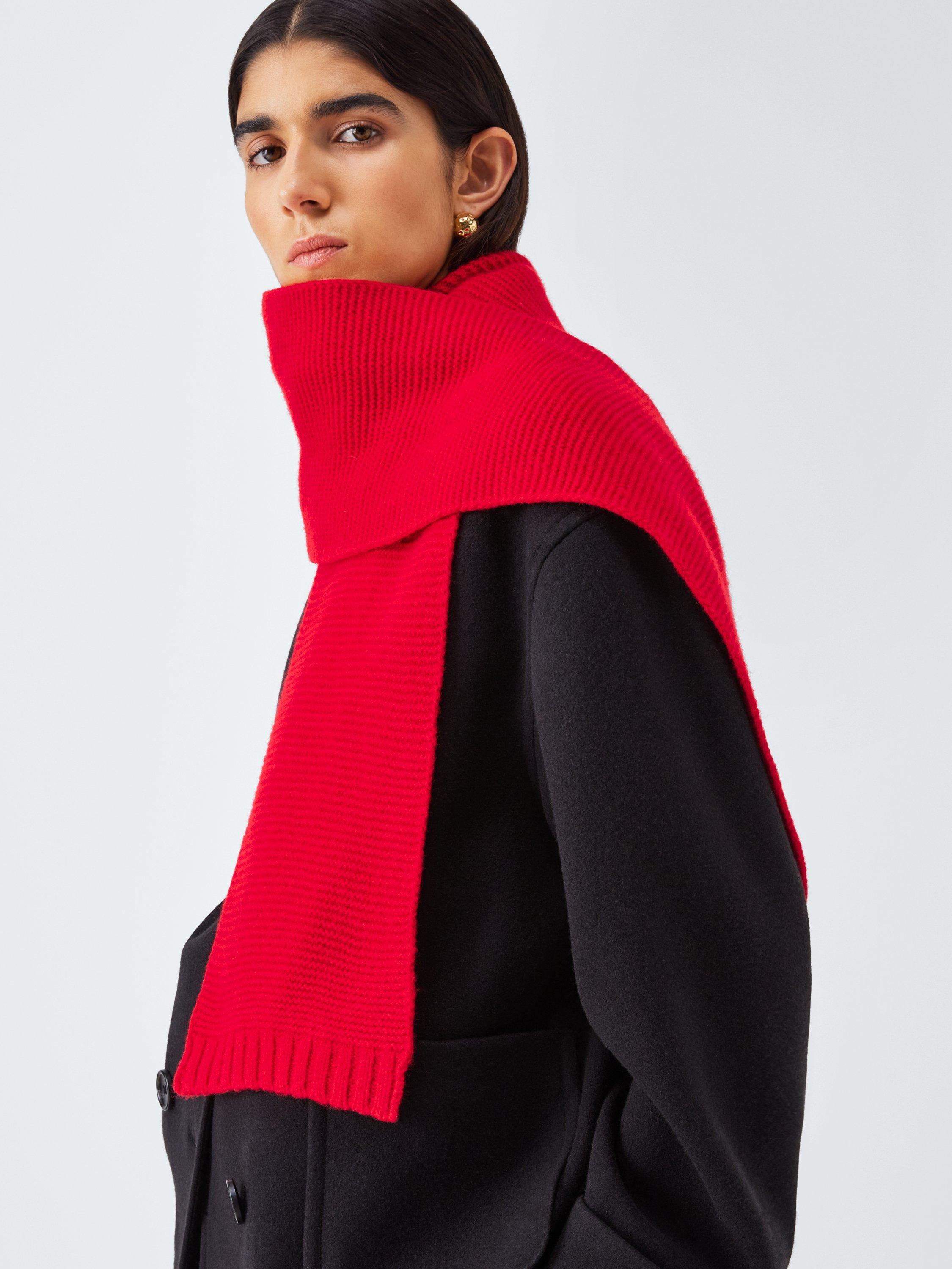 Product image 1 of 5, which shows John Lewis Wool Blend Purl Stitch Scarf, Red