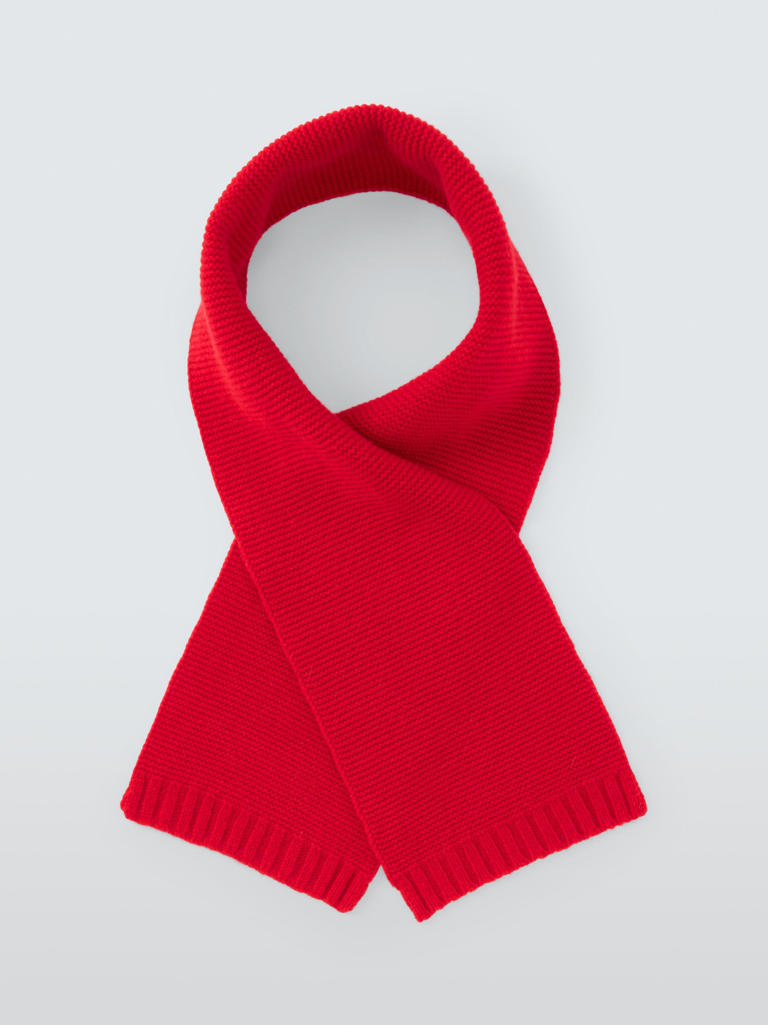 Product image 3 of 5, which shows John Lewis Wool Blend Purl Stitch Scarf, Red
