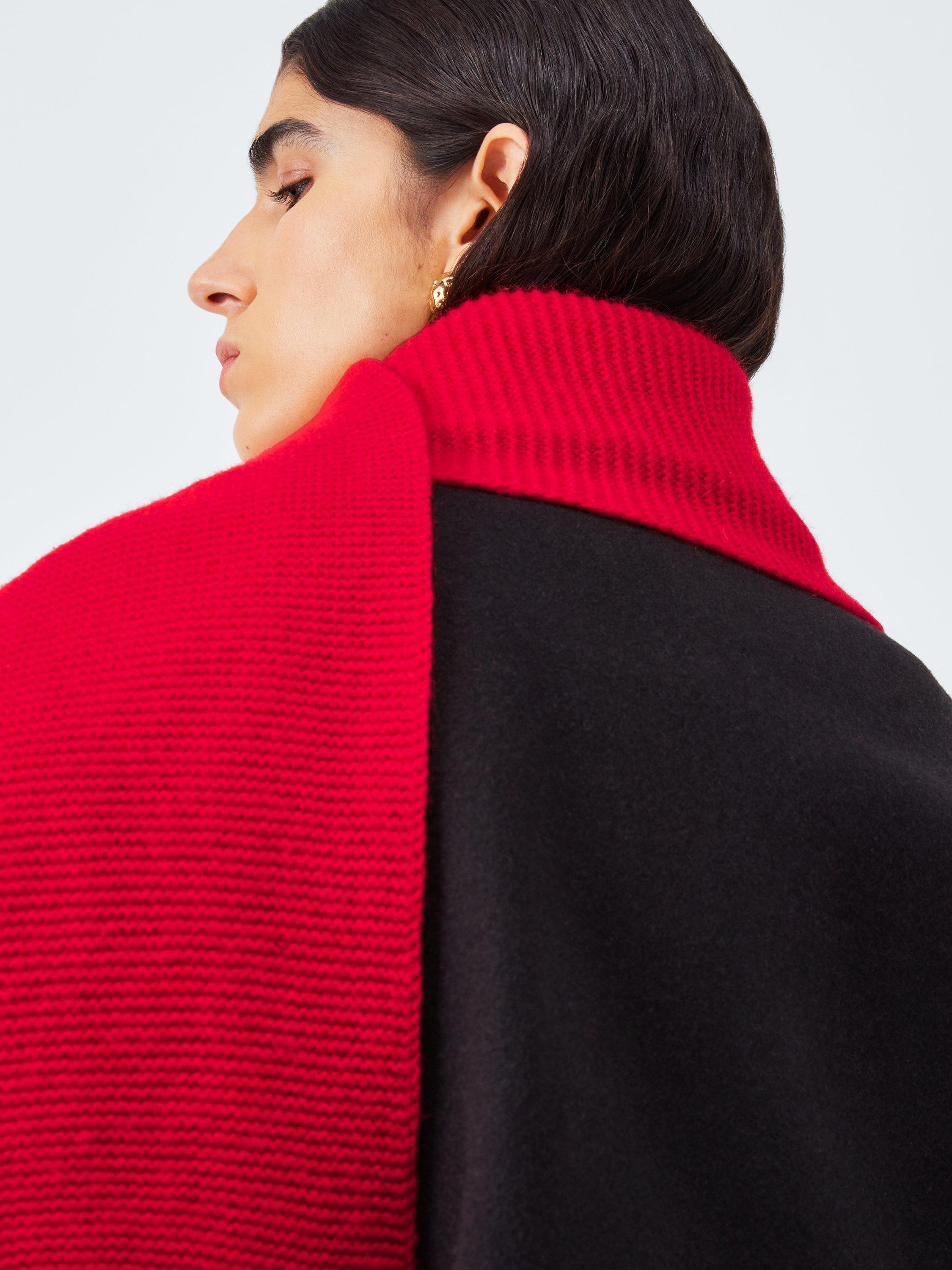 Product image 2 of 5, which shows John Lewis Wool Blend Purl Stitch Scarf, Red