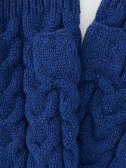 John Lewis Wool Blend Cable Knit Handwarmers - view 2, Blue