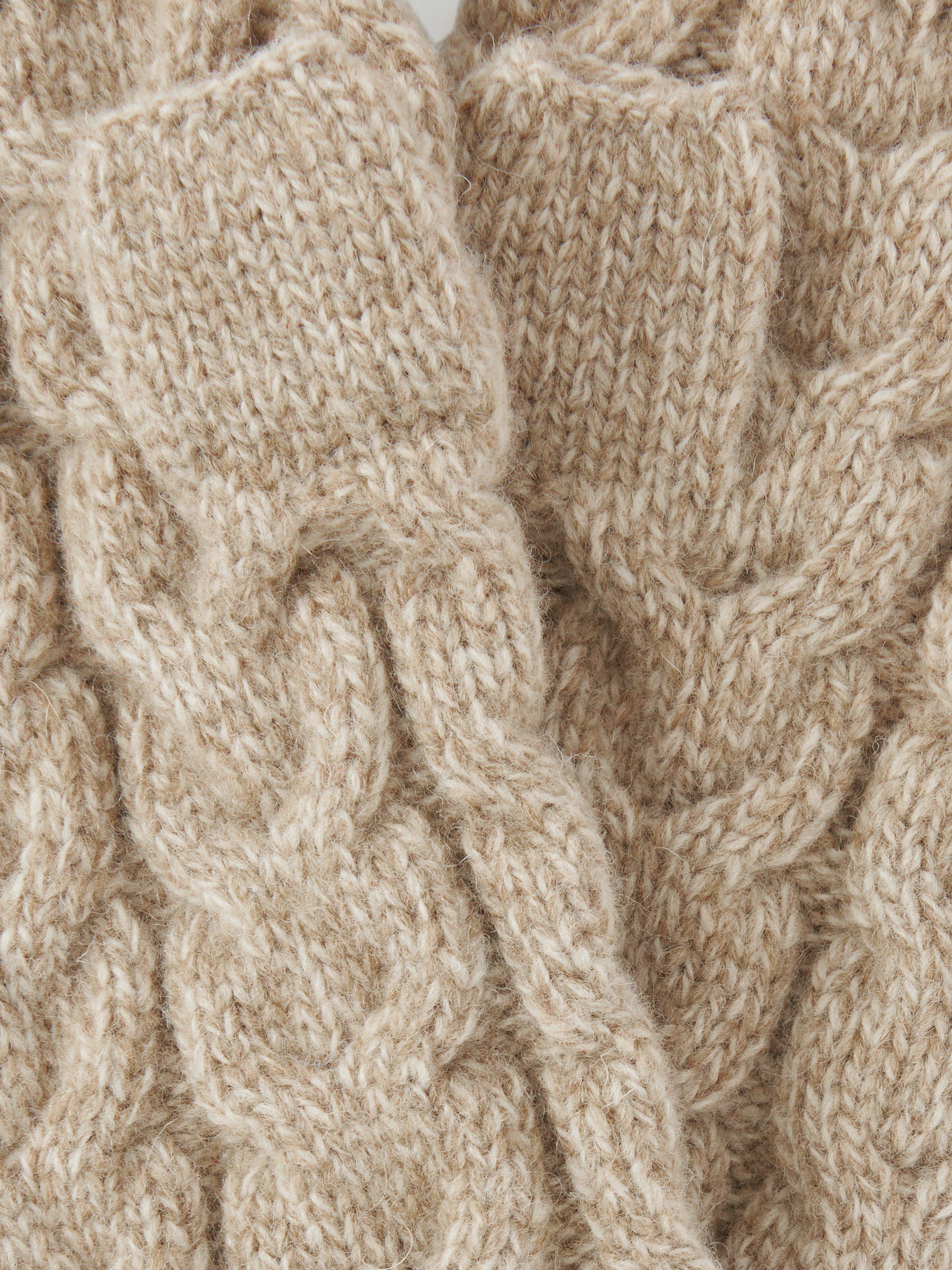 Product image 2 of 2, which shows John Lewis Wool Blend Cable Knit Handwarmers, Oat