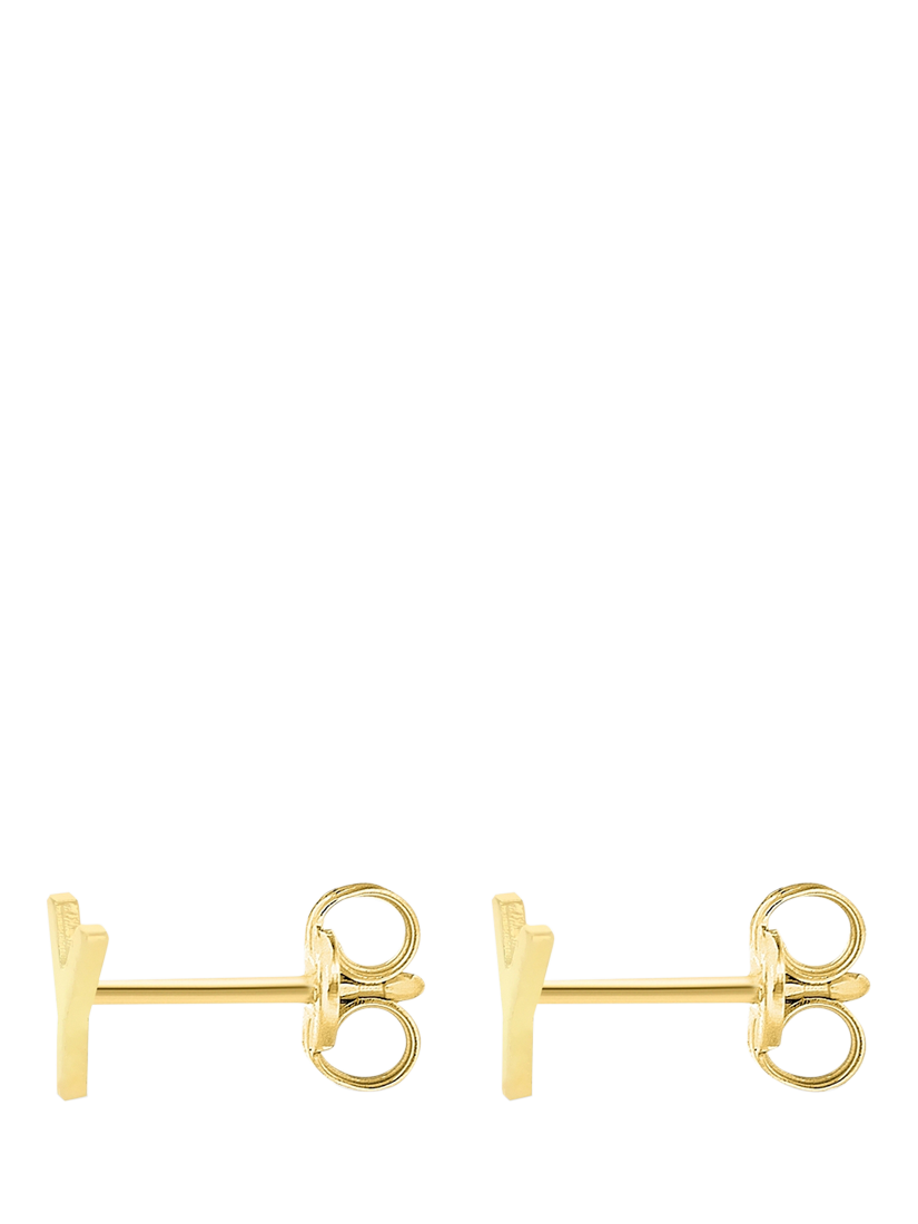 Product image 3 of 4, which shows IBB 9ct Yellow Gold Mini Initial Y Earrings