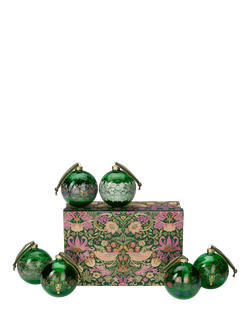 William Morris At Home Christmas Baubles, Set of 6, Multi