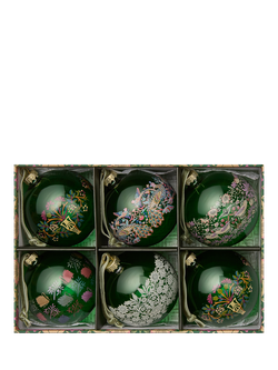 William Morris At Home Christmas Baubles, Set of 6 - view 2, Multi