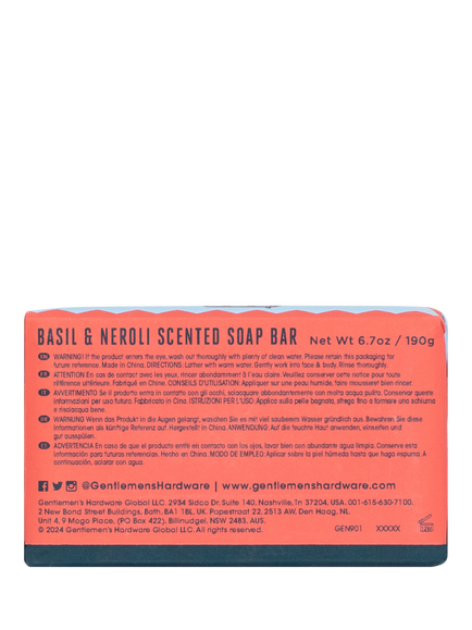 Gentlemen's Hardware Basil & Neroli Soap, 190g - view 2, Blue