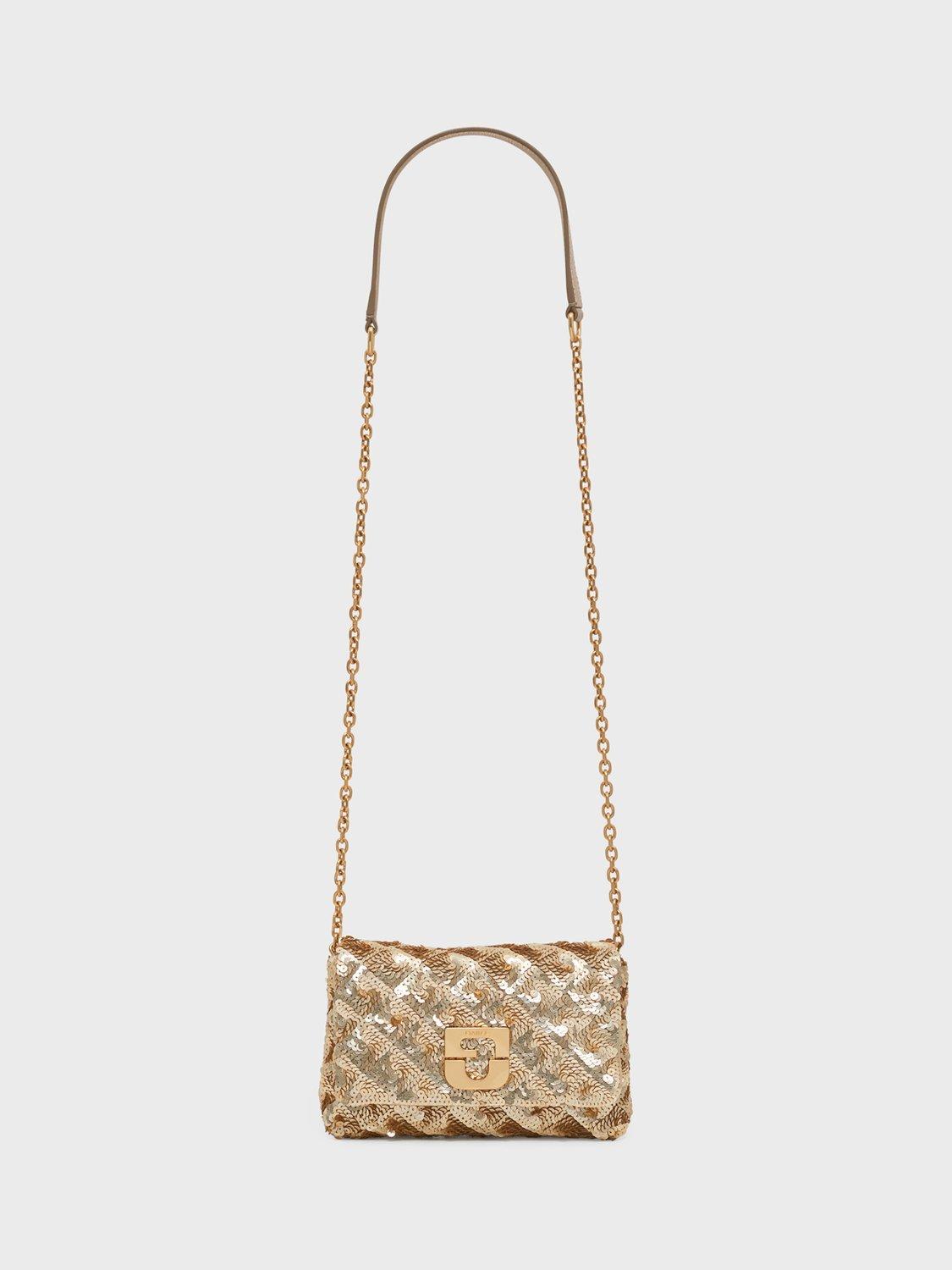Product image 1 of 2, which shows Gerard Darel Mini Fanny Quilted Bag, Gold