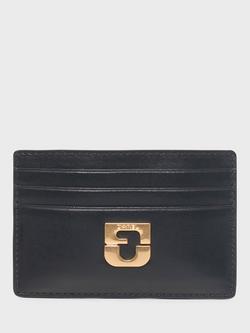 Gerard Darel Logo Detail Pure Leather Card Holder, Black, Black
