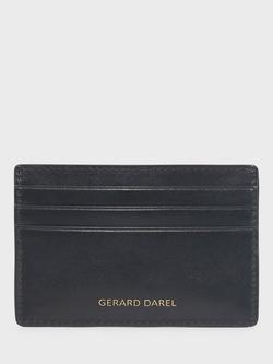Gerard Darel Logo Detail Pure Leather Card Holder, Black - view 2, Black