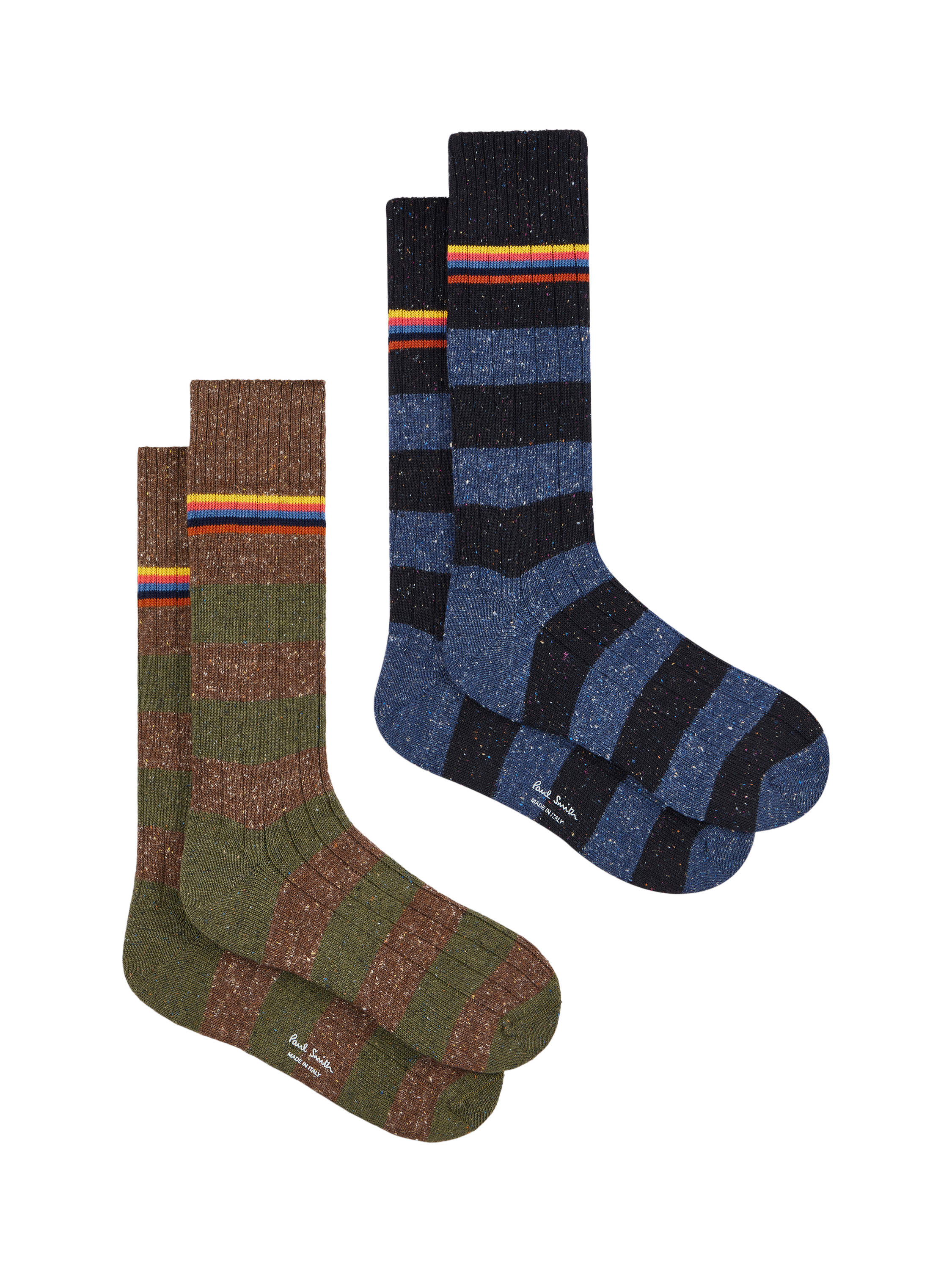 Paul Smith Stripe Cotton Blend Socks, Pack of 2