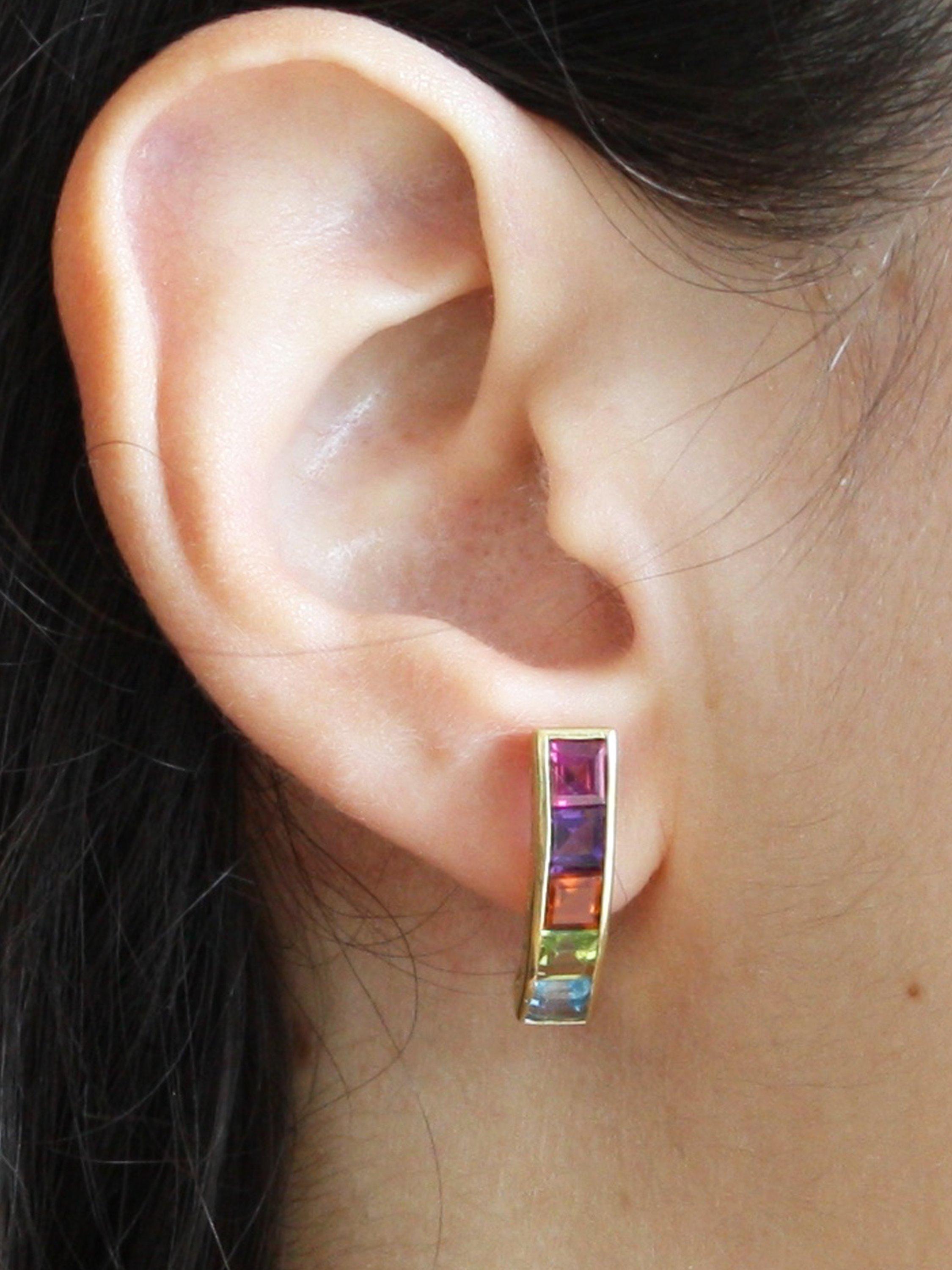 Product image 4 of 4, which shows Pre-loved 18ct Yellow Gold 5-Stone Stud Earrings