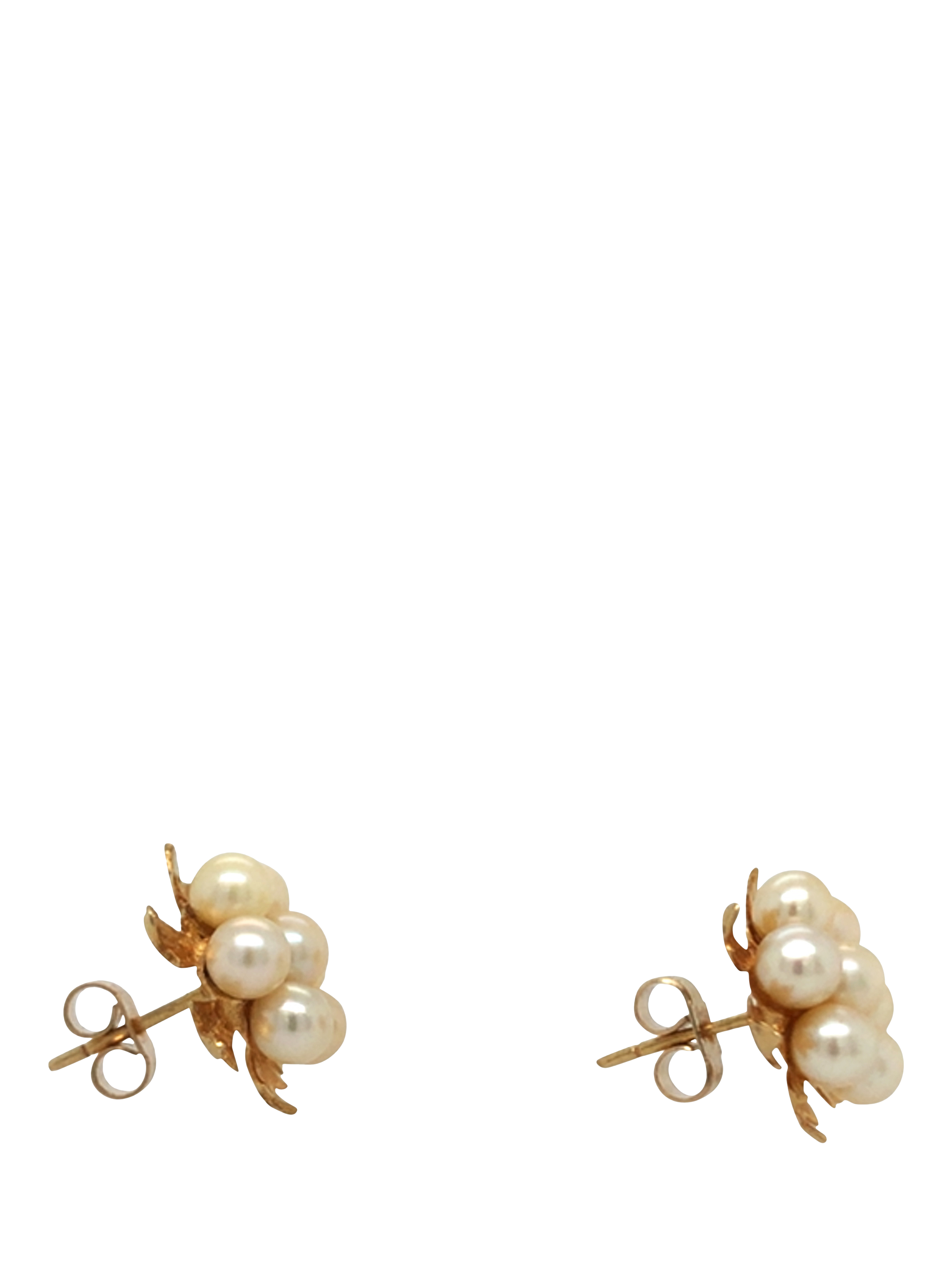 Product image 2 of 4, which shows Pre-loved 9ct Yellow Gold 7-Stone Cultured Pearl Cluster Stud Earrings