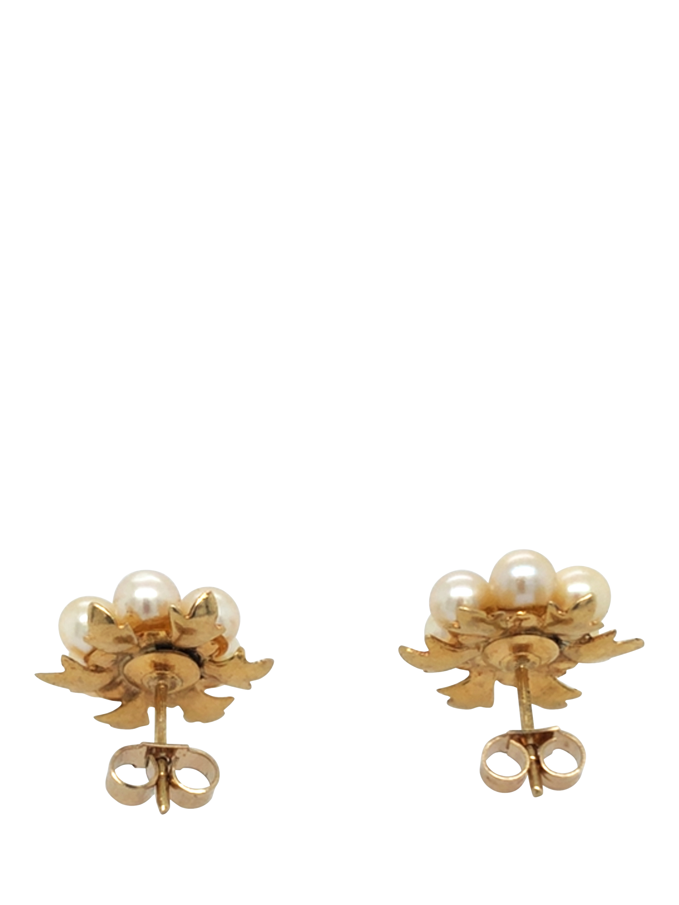 Product image 3 of 4, which shows Pre-loved 9ct Yellow Gold 7-Stone Cultured Pearl Cluster Stud Earrings