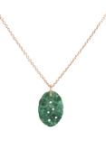 Pre-loved 9ct Rose Gold Carved Jade Oval Pendant