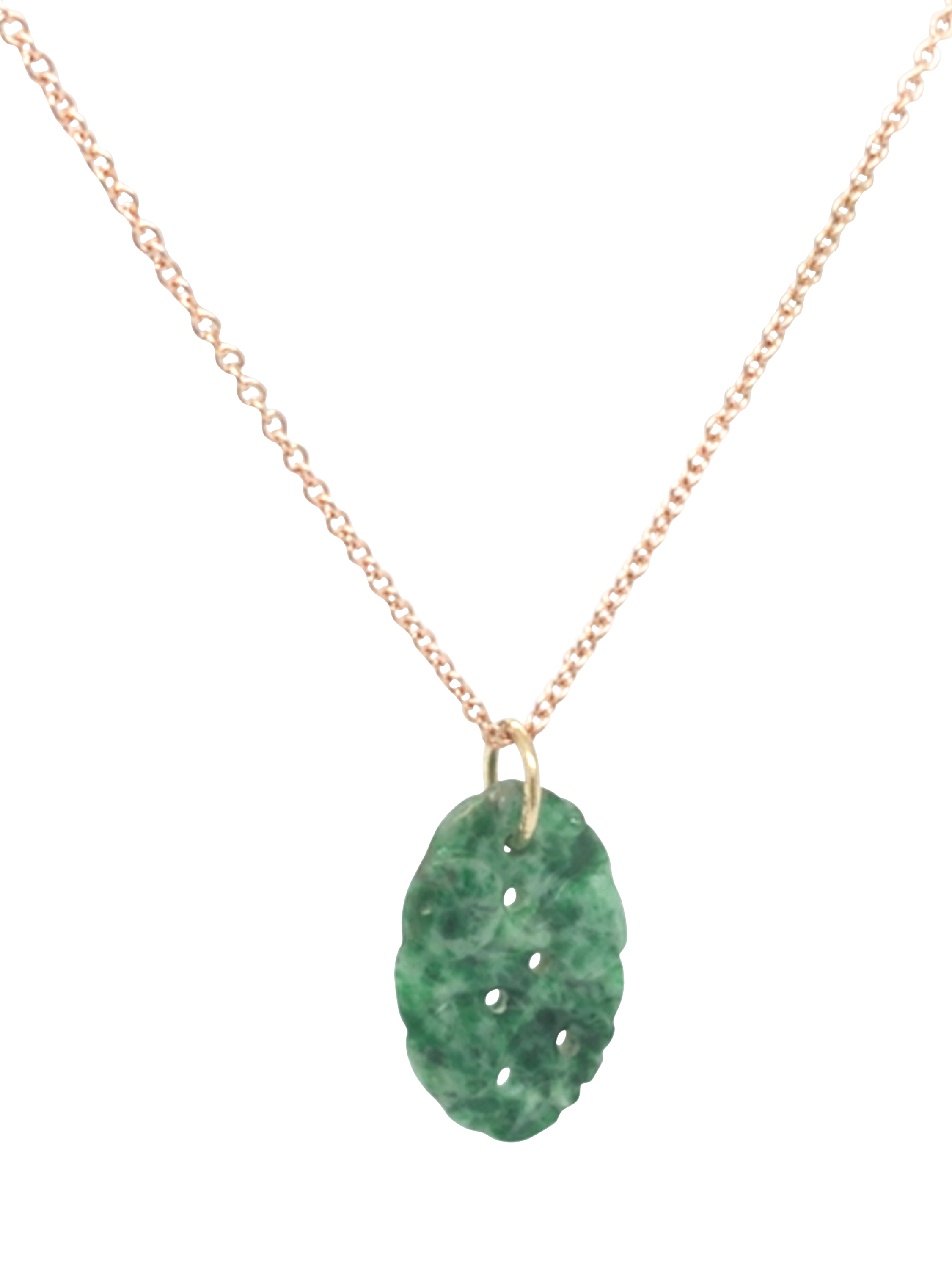 Product image 3 of 4, which shows Pre-loved 9ct Rose Gold Carved Jade Oval Pendant