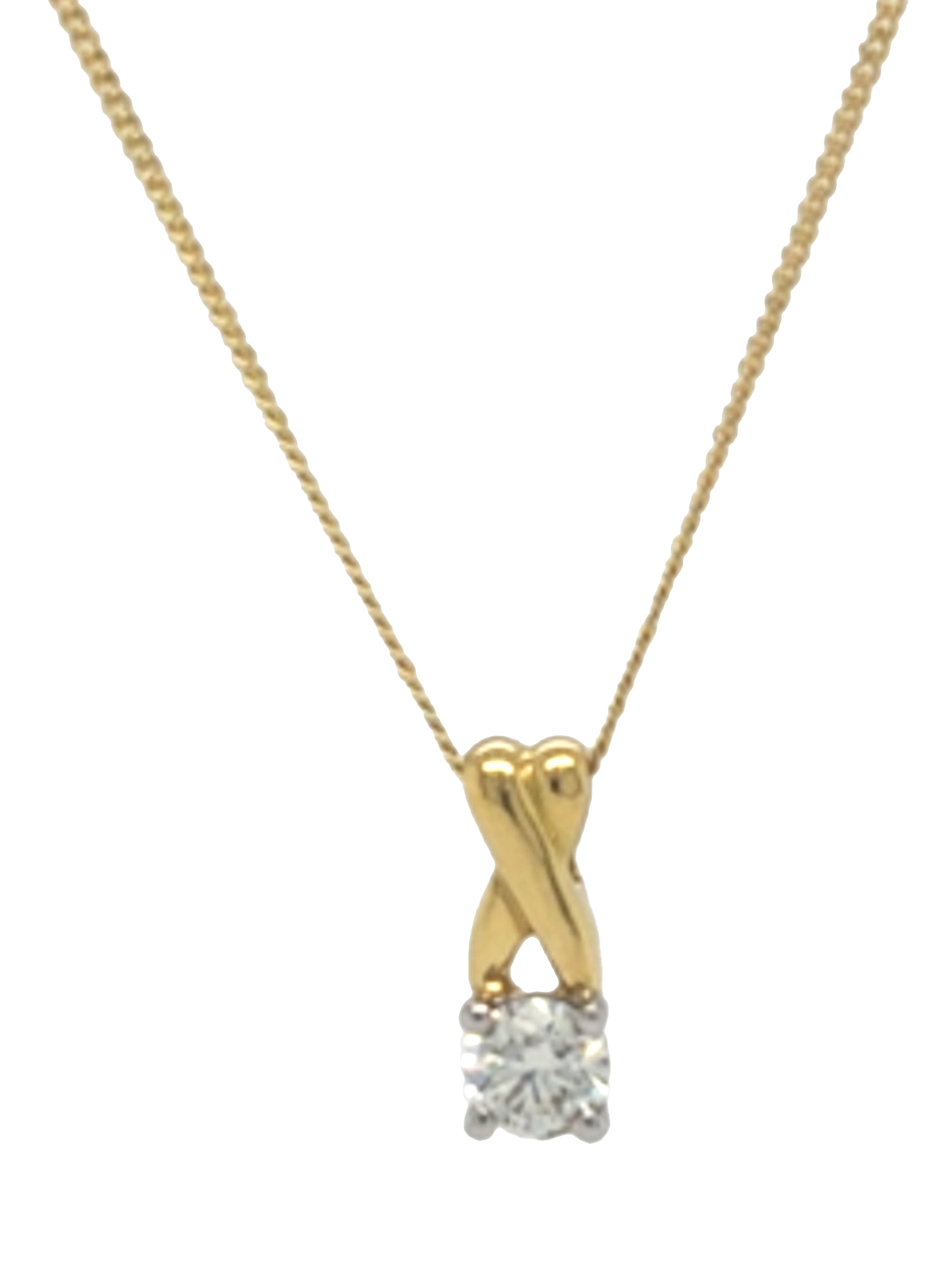 Product image 1 of 5, which shows Pre-loved 18ct Yellow and White Gold Diamond Claw-Set Pendant