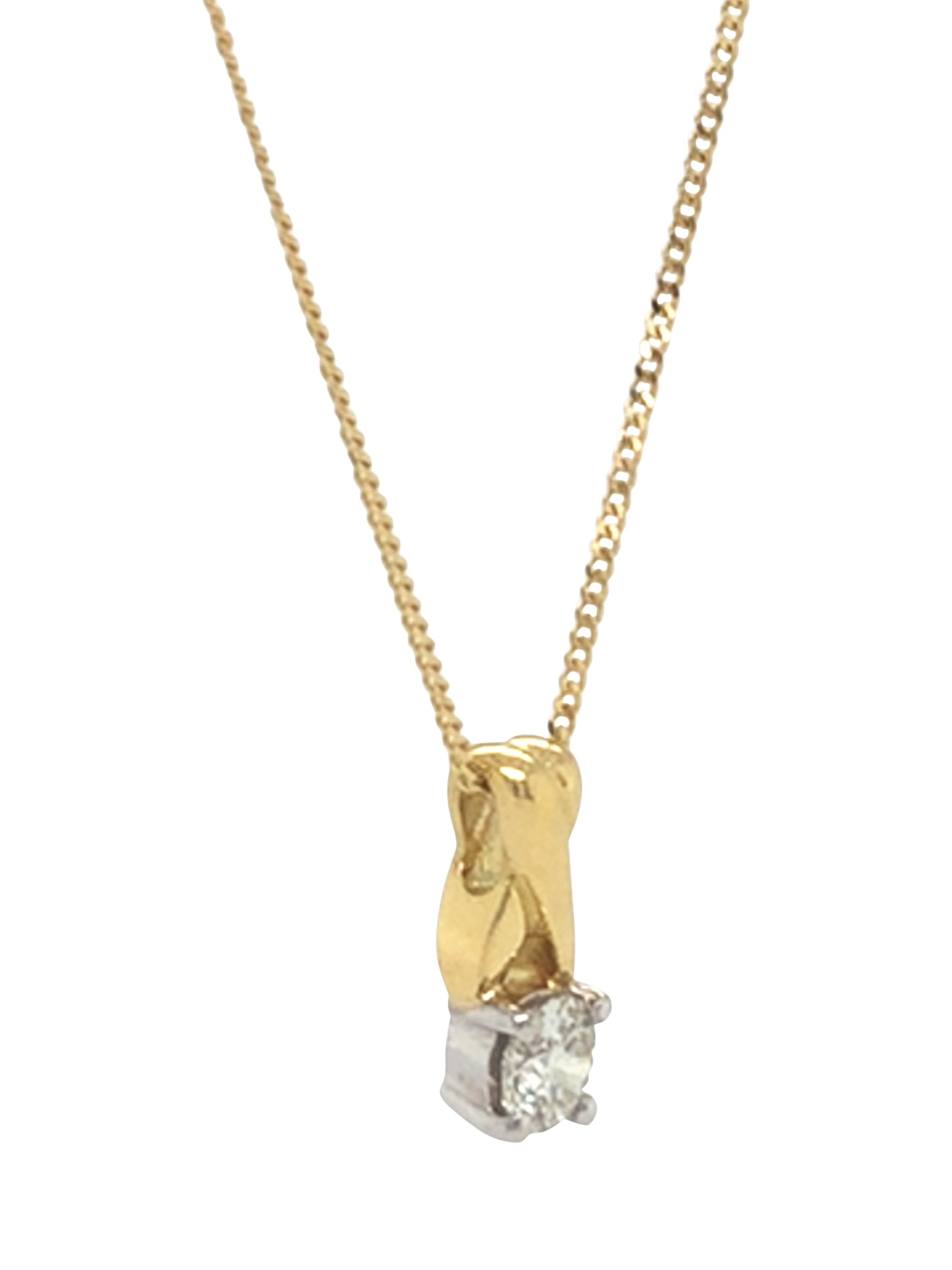 Product image 3 of 5, which shows Pre-loved 18ct Yellow and White Gold Diamond Claw-Set Pendant