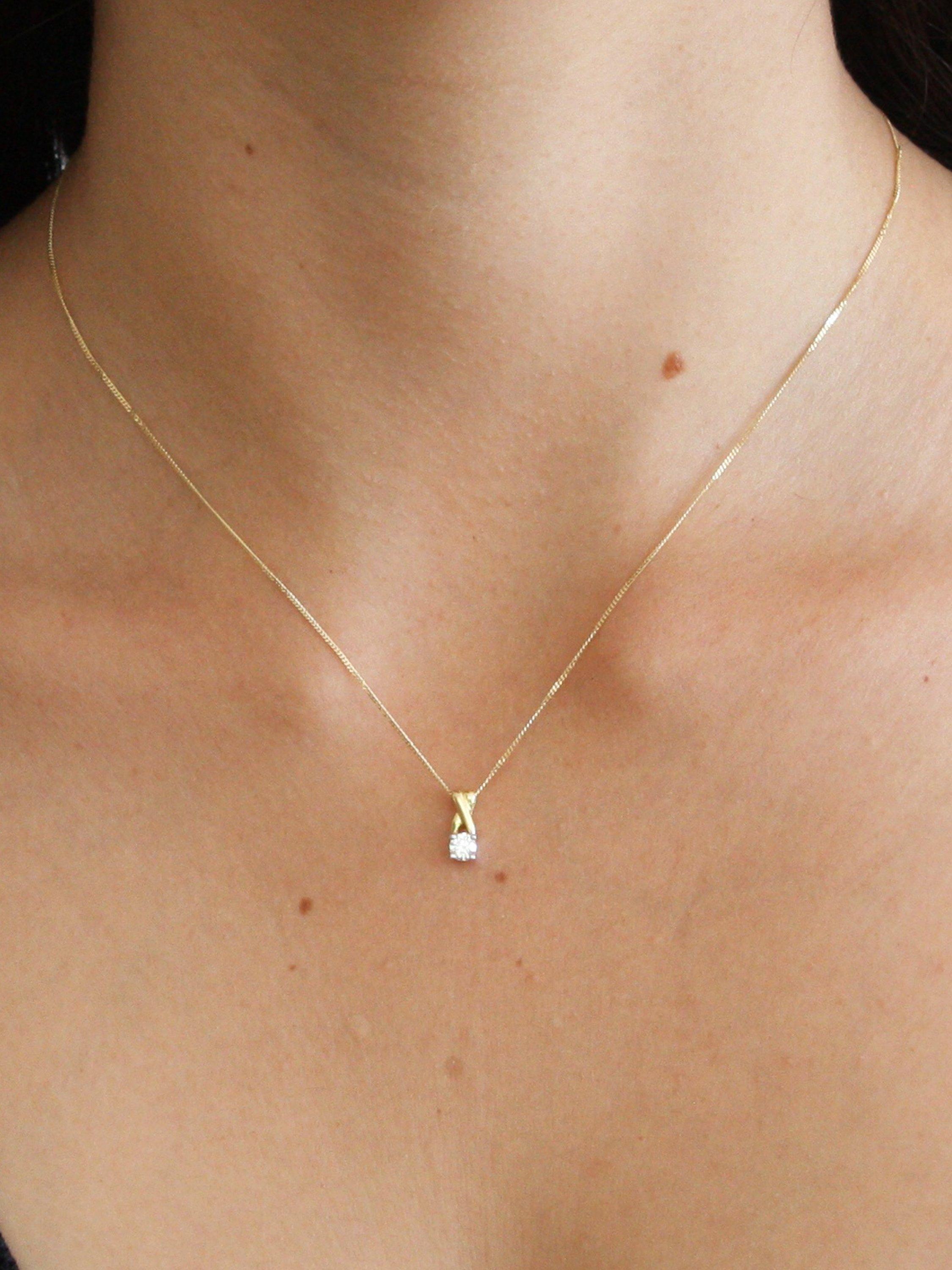 Product image 5 of 5, which shows Pre-loved 18ct Yellow and White Gold Diamond Claw-Set Pendant