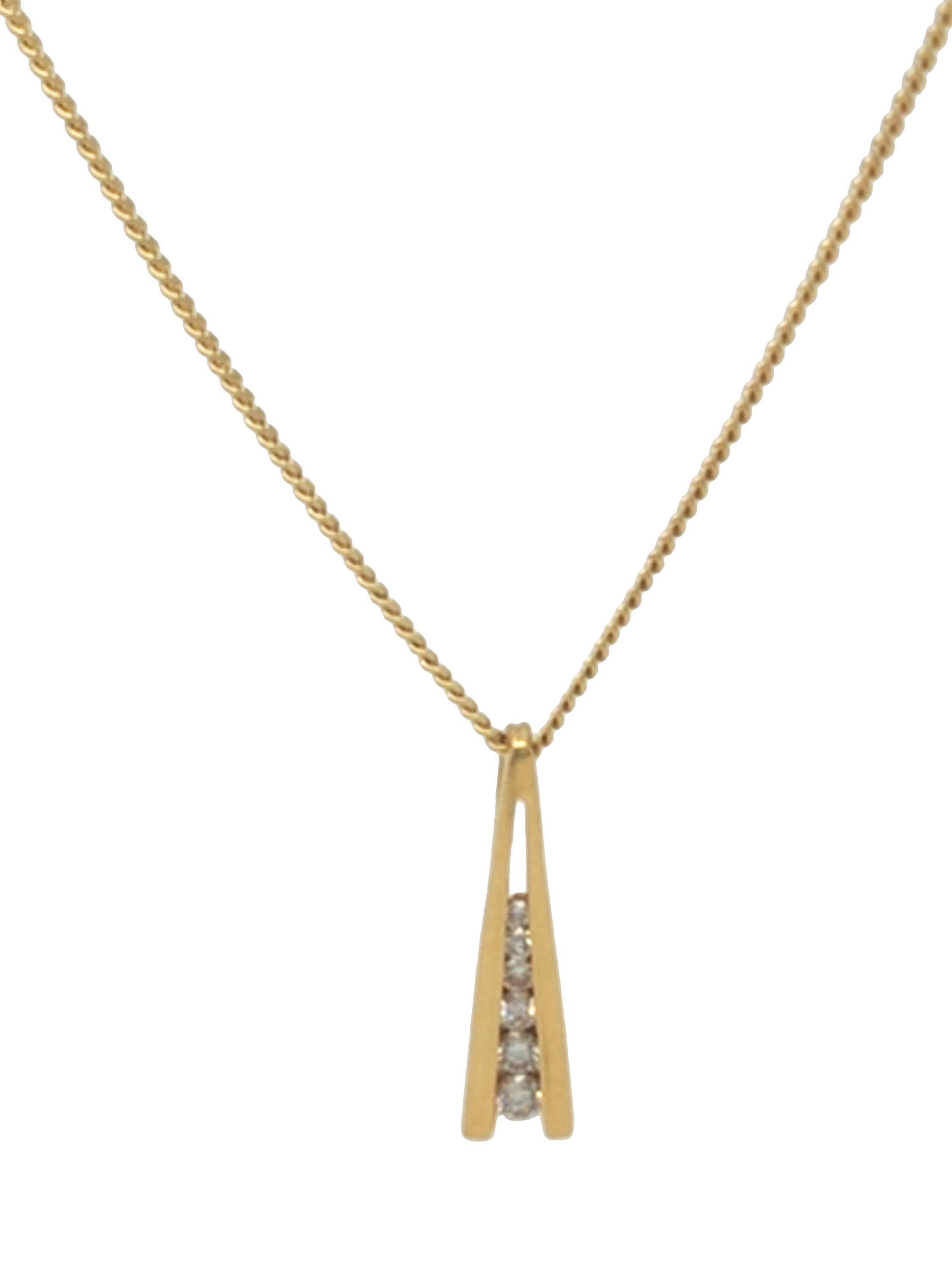 Product image 1 of 5, which shows Pre-loved 18ct Yellow Gold 5-Stone Diamond Drop Pendant