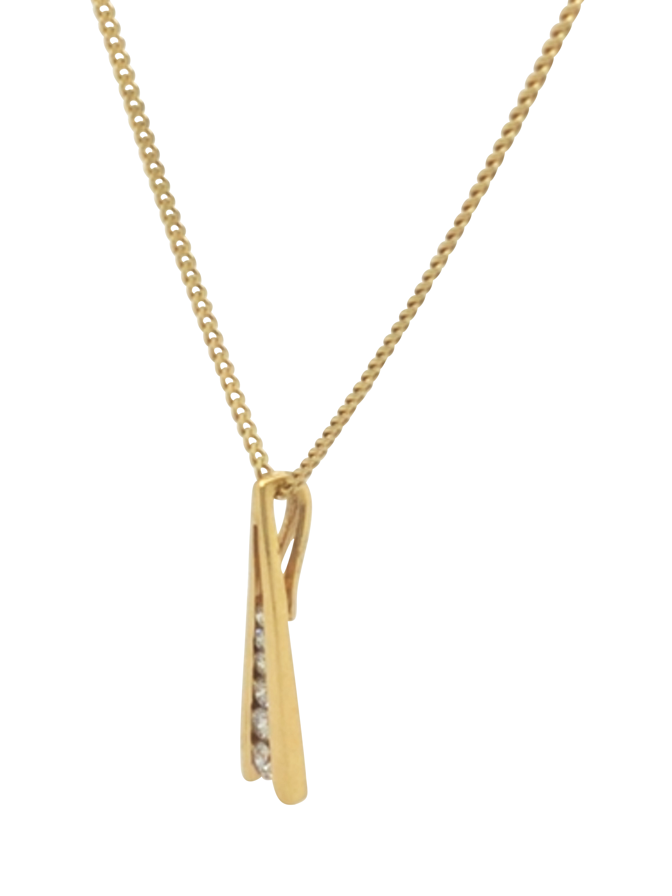 Product image 2 of 5, which shows Pre-loved 18ct Yellow Gold 5-Stone Diamond Drop Pendant