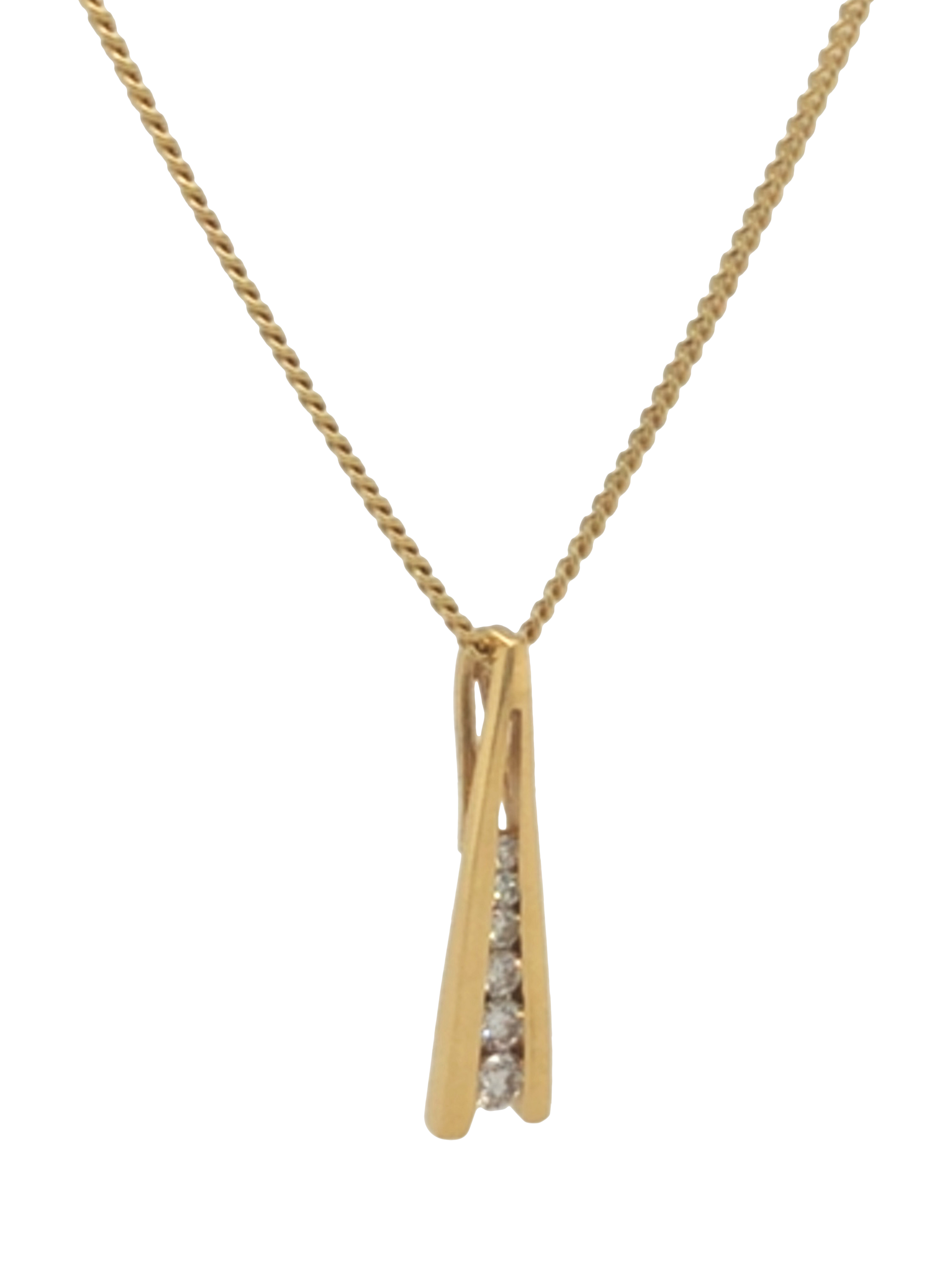 Product image 3 of 5, which shows Pre-loved 18ct Yellow Gold 5-Stone Diamond Drop Pendant