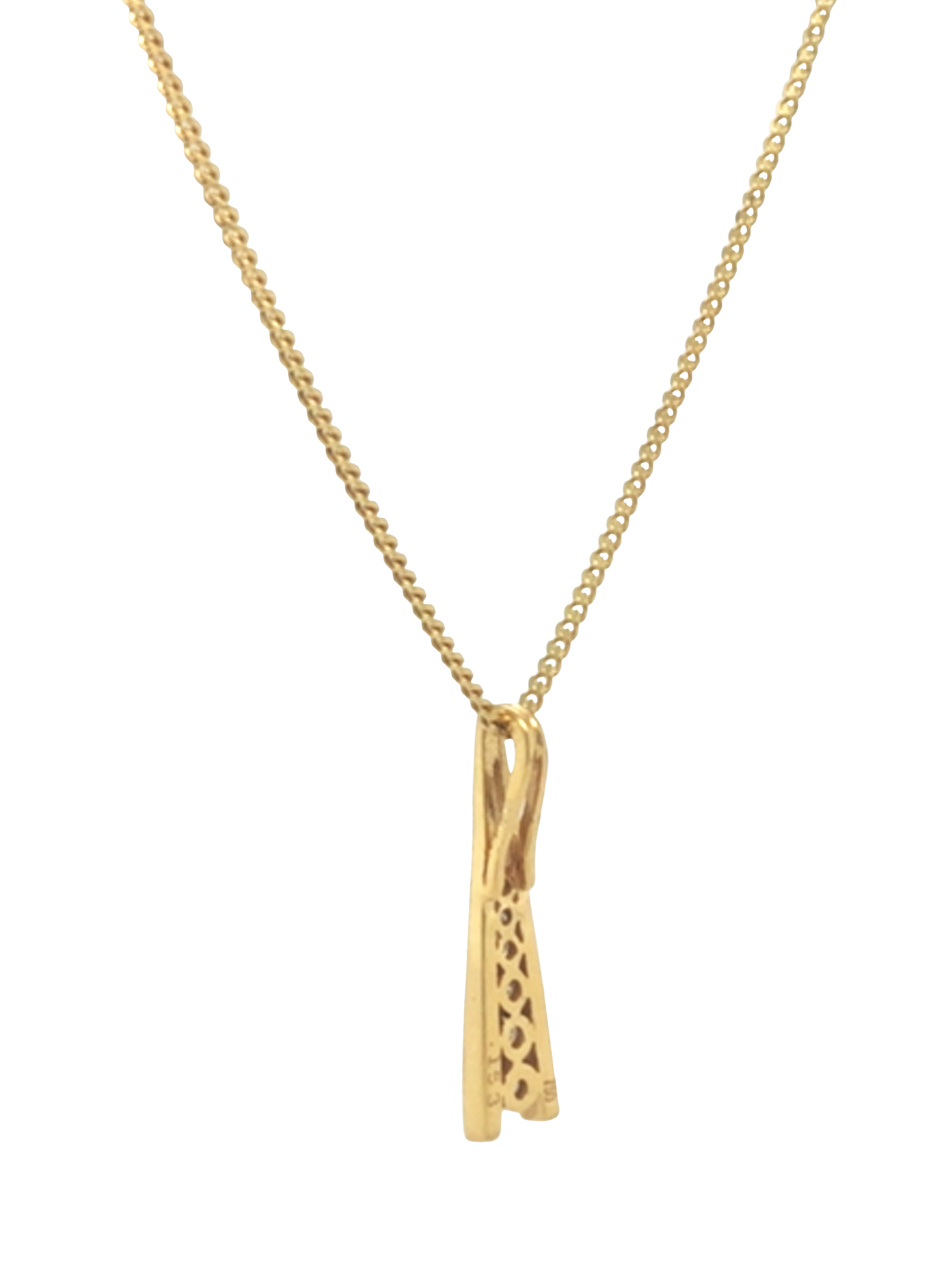 Product image 4 of 5, which shows Pre-loved 18ct Yellow Gold 5-Stone Diamond Drop Pendant