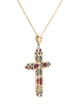 Pre-loved 9ct Yellow Gold Ruby and Sapphire Cross Pendant