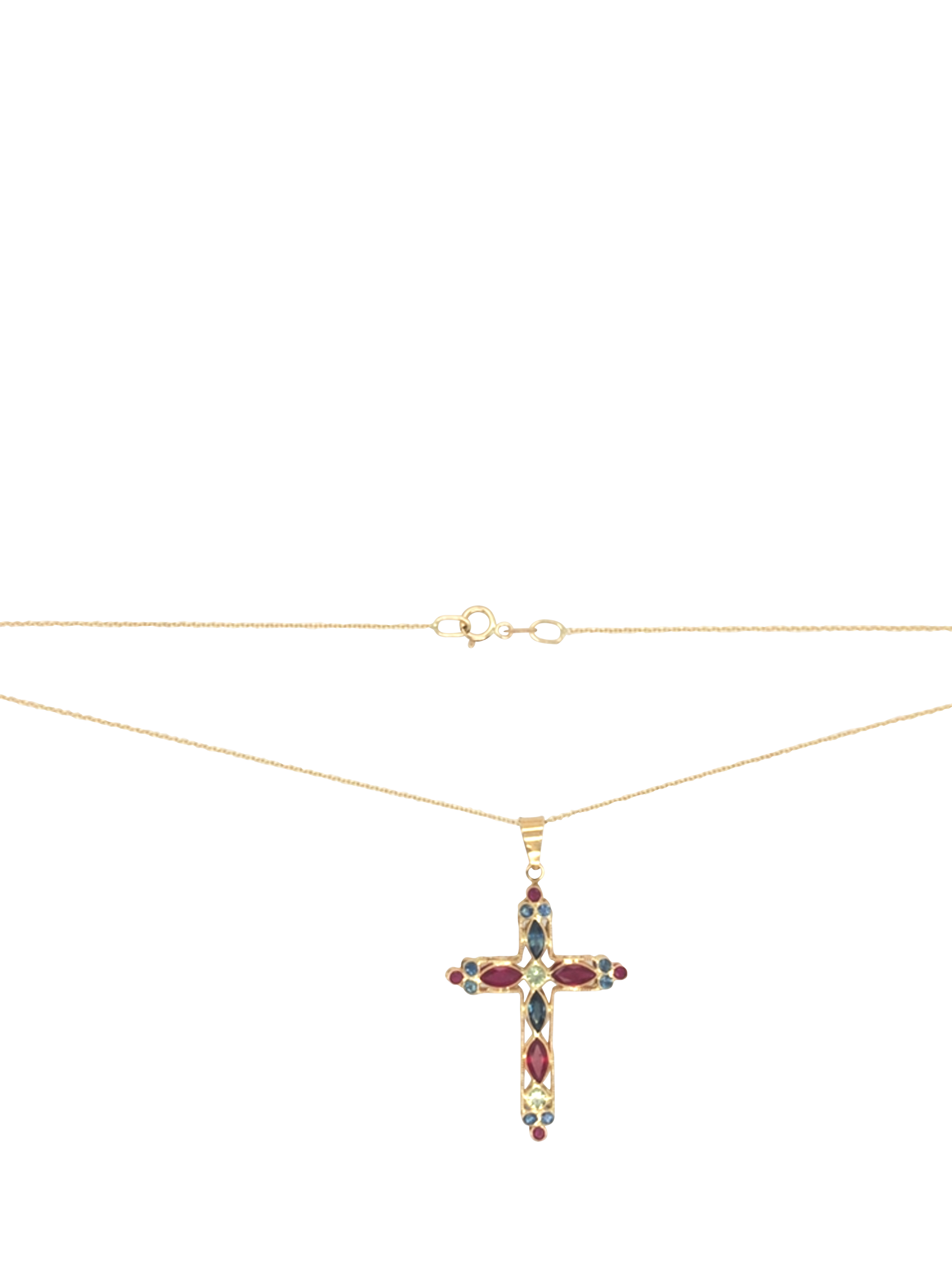 Product image 4 of 5, which shows Pre-loved 9ct Yellow Gold Ruby and Sapphire Cross Pendant