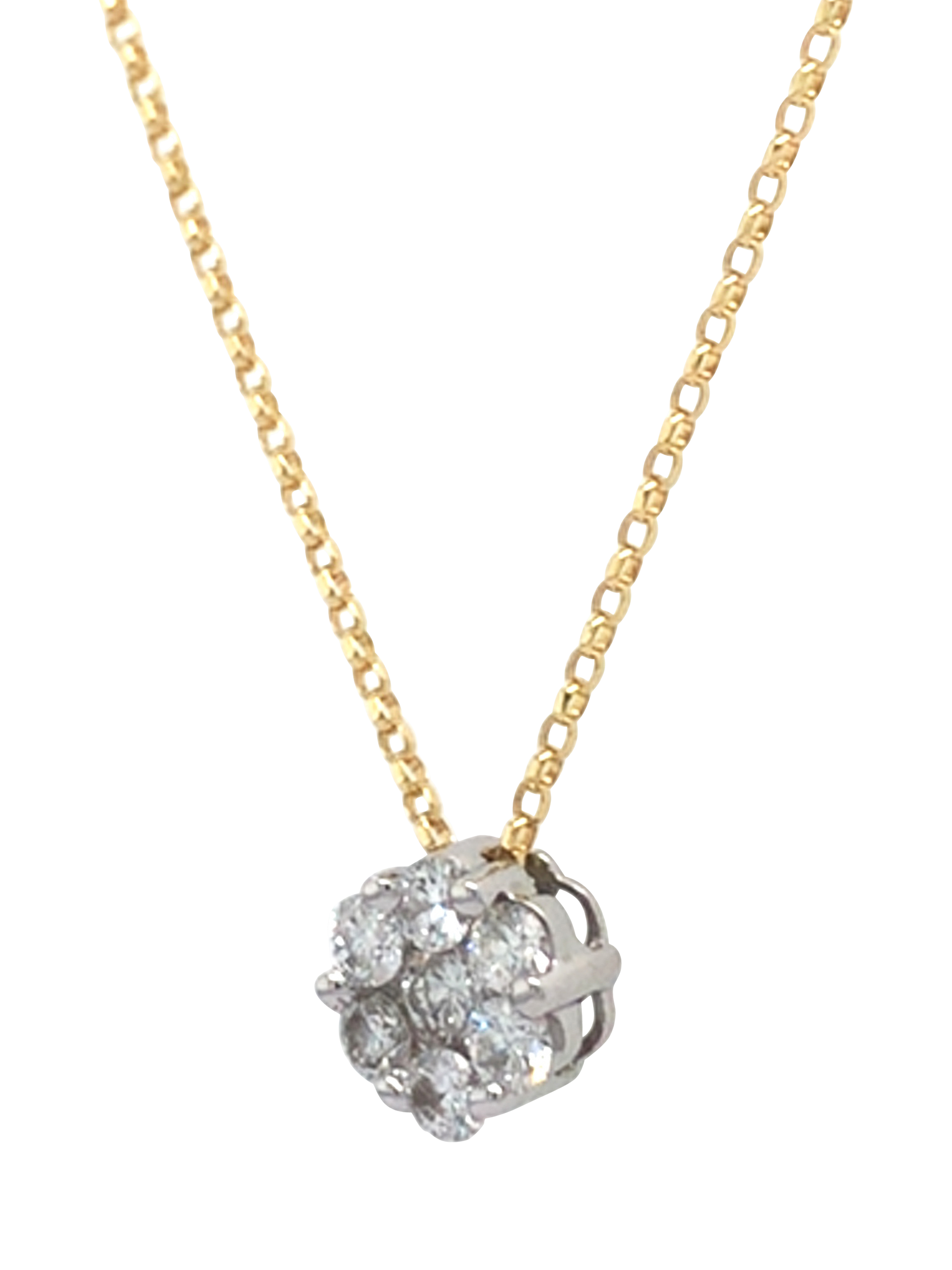 Product image 4 of 5, which shows Pre-loved 18ct Yellow and White Gold 7-Stone Diamond Round Claw-Set Pendant