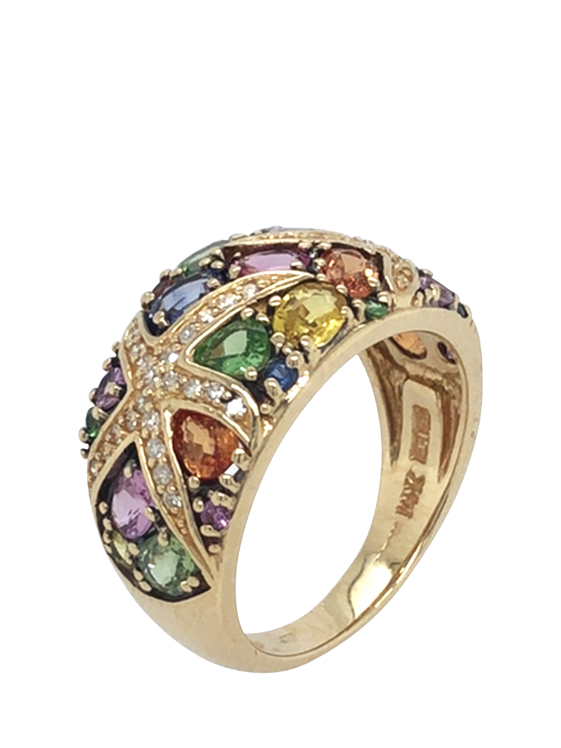 Product image 2 of 5, which shows Pre-loved 14ct Yellow Gold Multi Sapphire and Diamond Ring