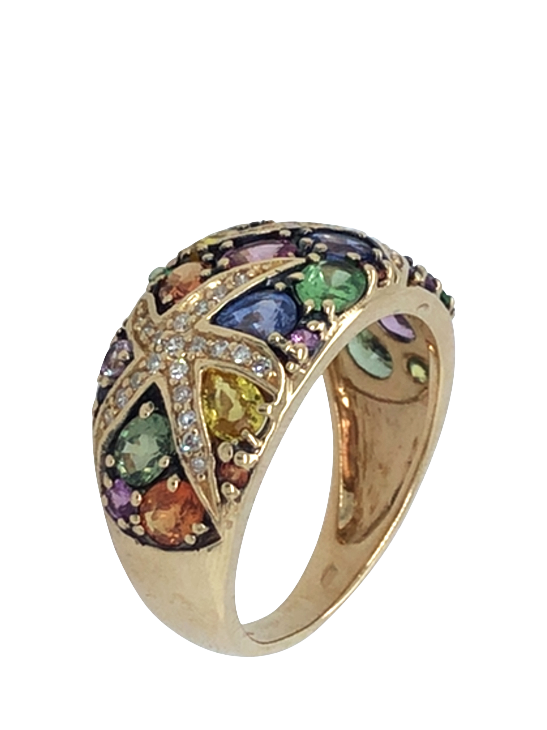 Product image 3 of 5, which shows Pre-loved 14ct Yellow Gold Multi Sapphire and Diamond Ring