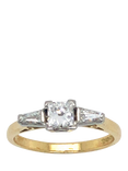 Pre-loved 18ct Yellow and White Gold 3-Stone Baguette Diamond Princess Ring